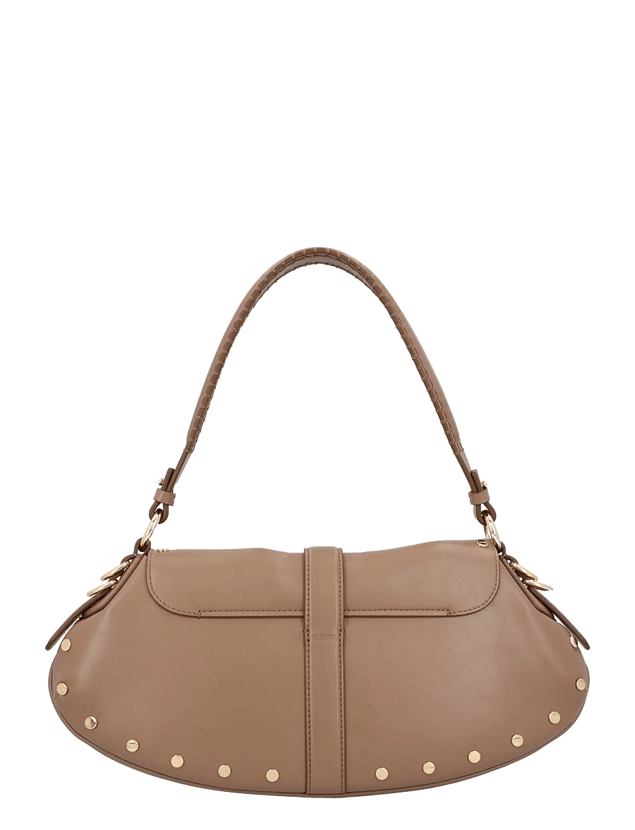 Ganni - B Kat Studded Shoulder Bag - schultertaschen - beige - 1