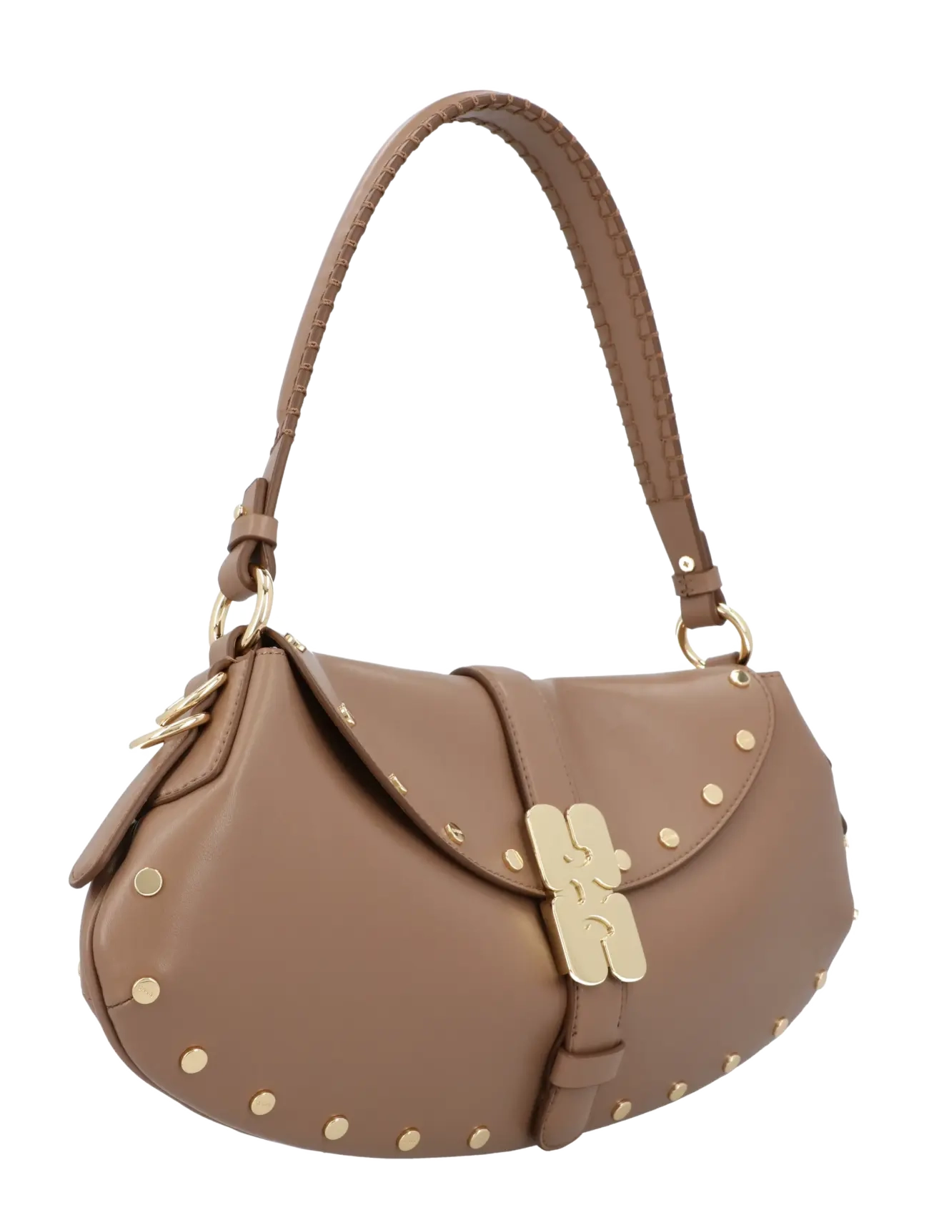Ganni - B Kat Studded Shoulder Bag - schultertaschen - beige - 2