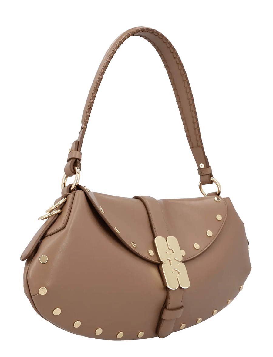 Ganni - B Kat Studded Shoulder Bag - schultertaschen - beige - 2