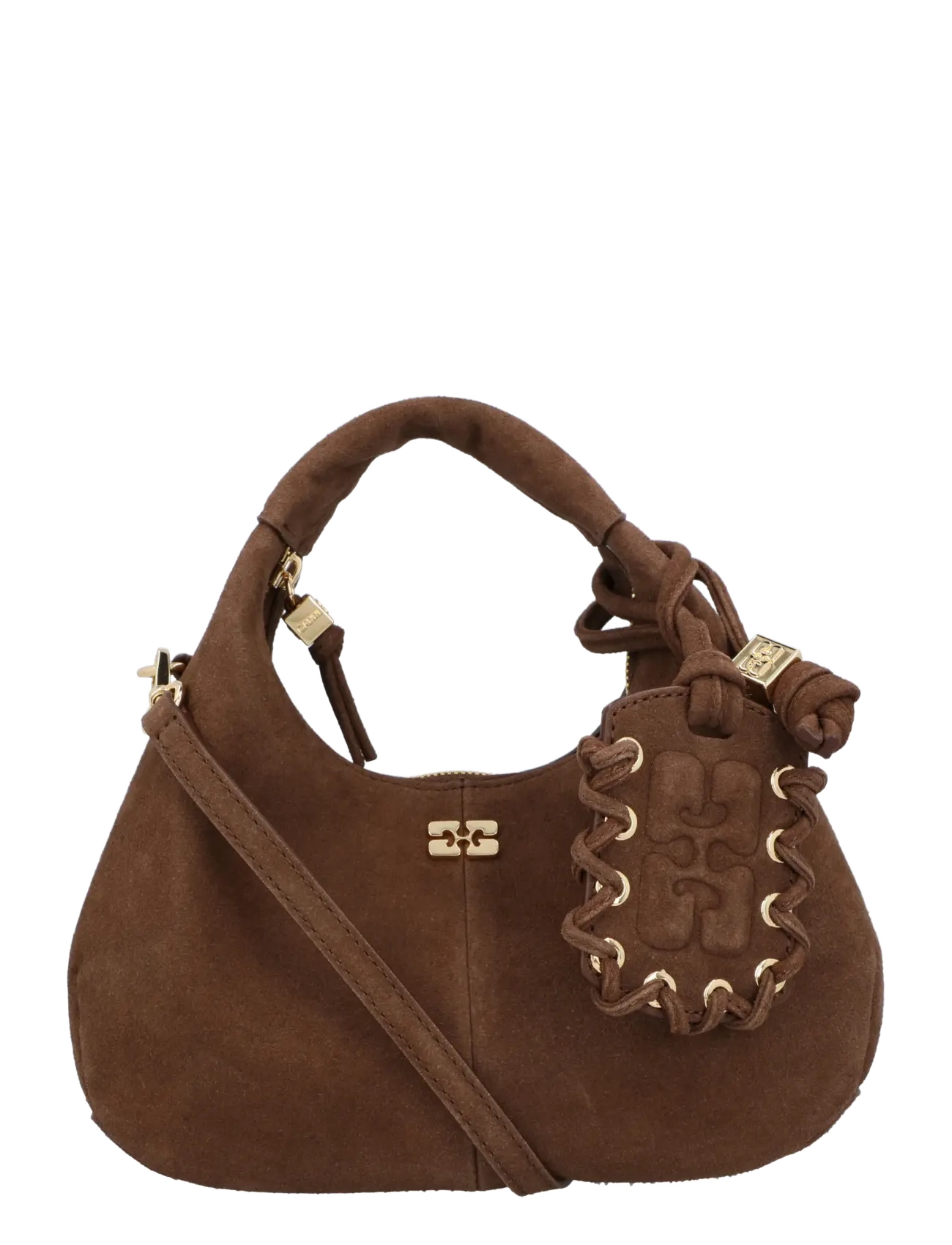 Ganni Hobo Mini Recycled Suede Pelinova, One Size, Bags, Braun - Top Handle Frauen