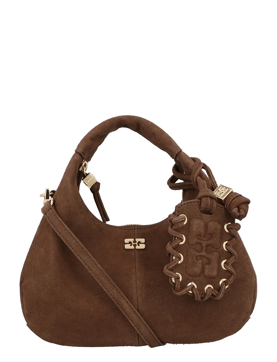 Ganni - Hobo Mini Recycled Suede Pelinova - besondere anlässe - brown - 0