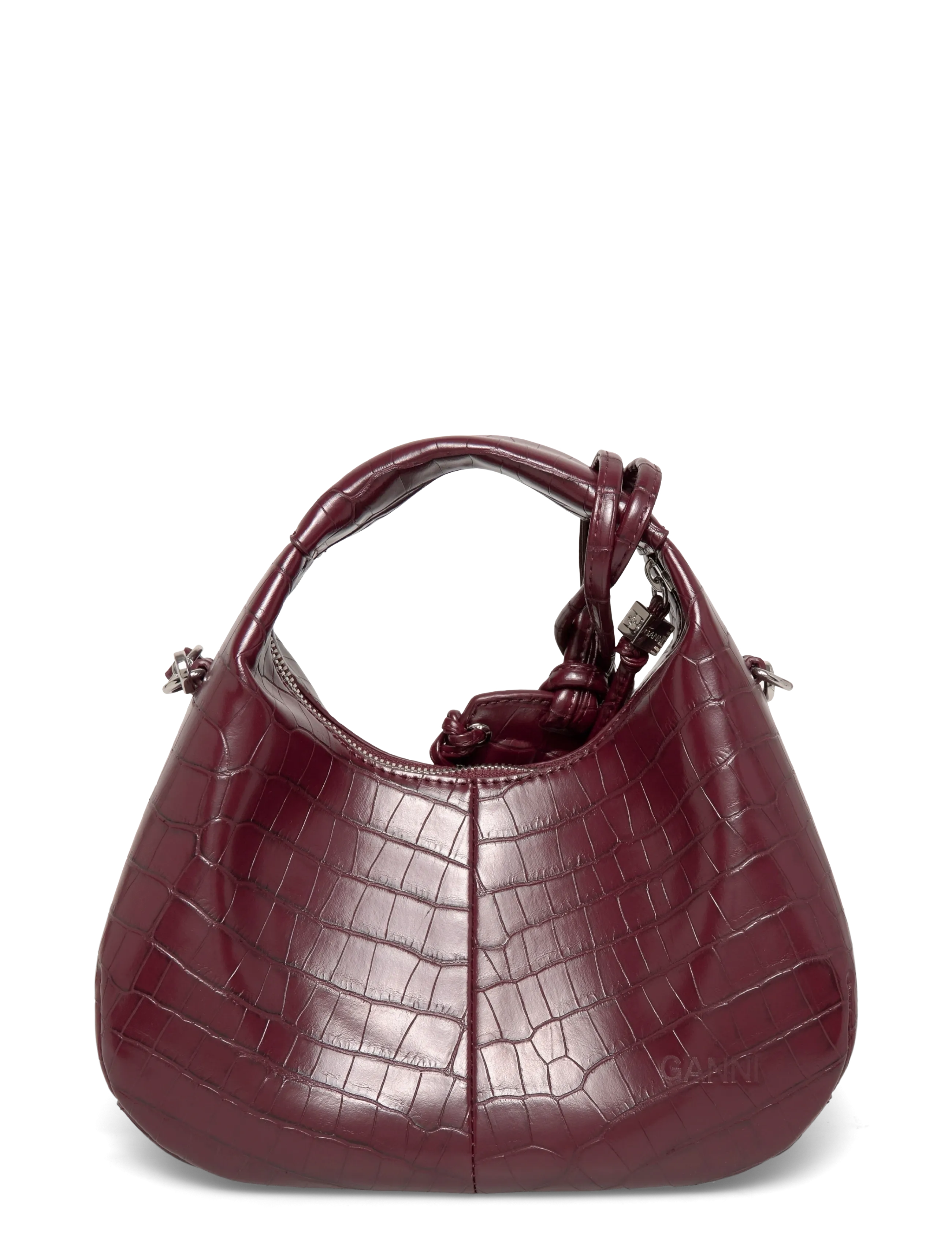Ganni - Hobo Mini Croco - vardagsstil - burgundy - 1