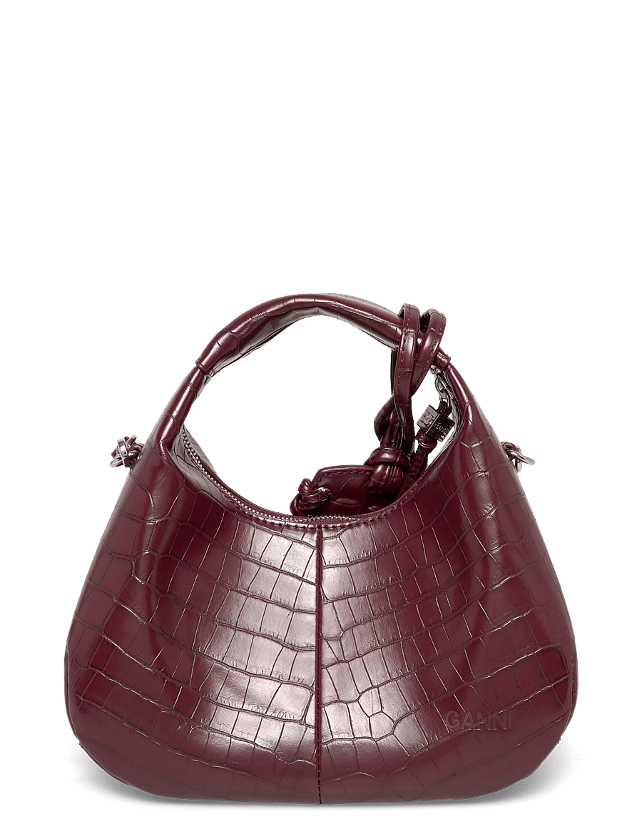Ganni - Hobo Mini Croco - vardagsstil - burgundy - 1
