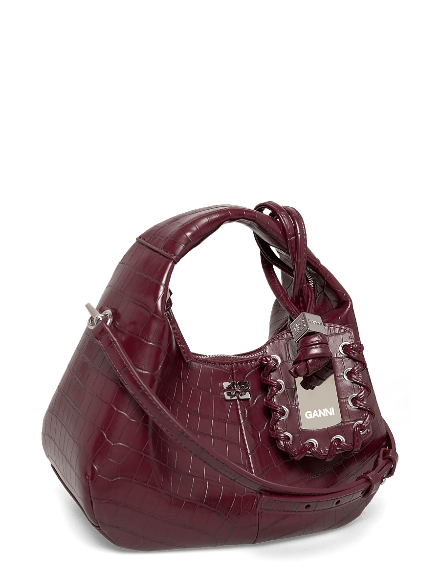 Ganni - Hobo Mini Croco - vardagsstil - burgundy - 2