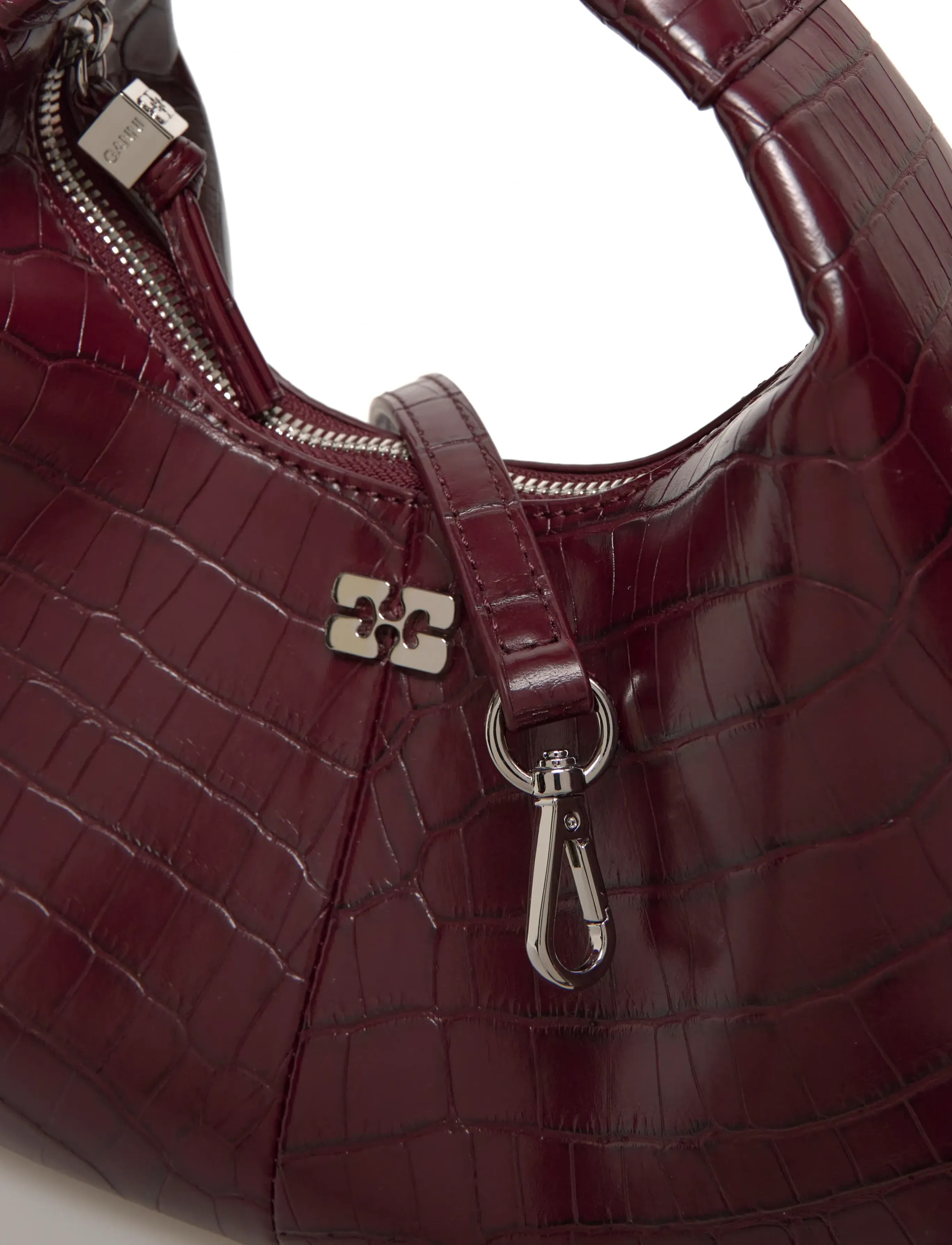 Ganni - Hobo Mini Croco - vardagsstil - burgundy - 4