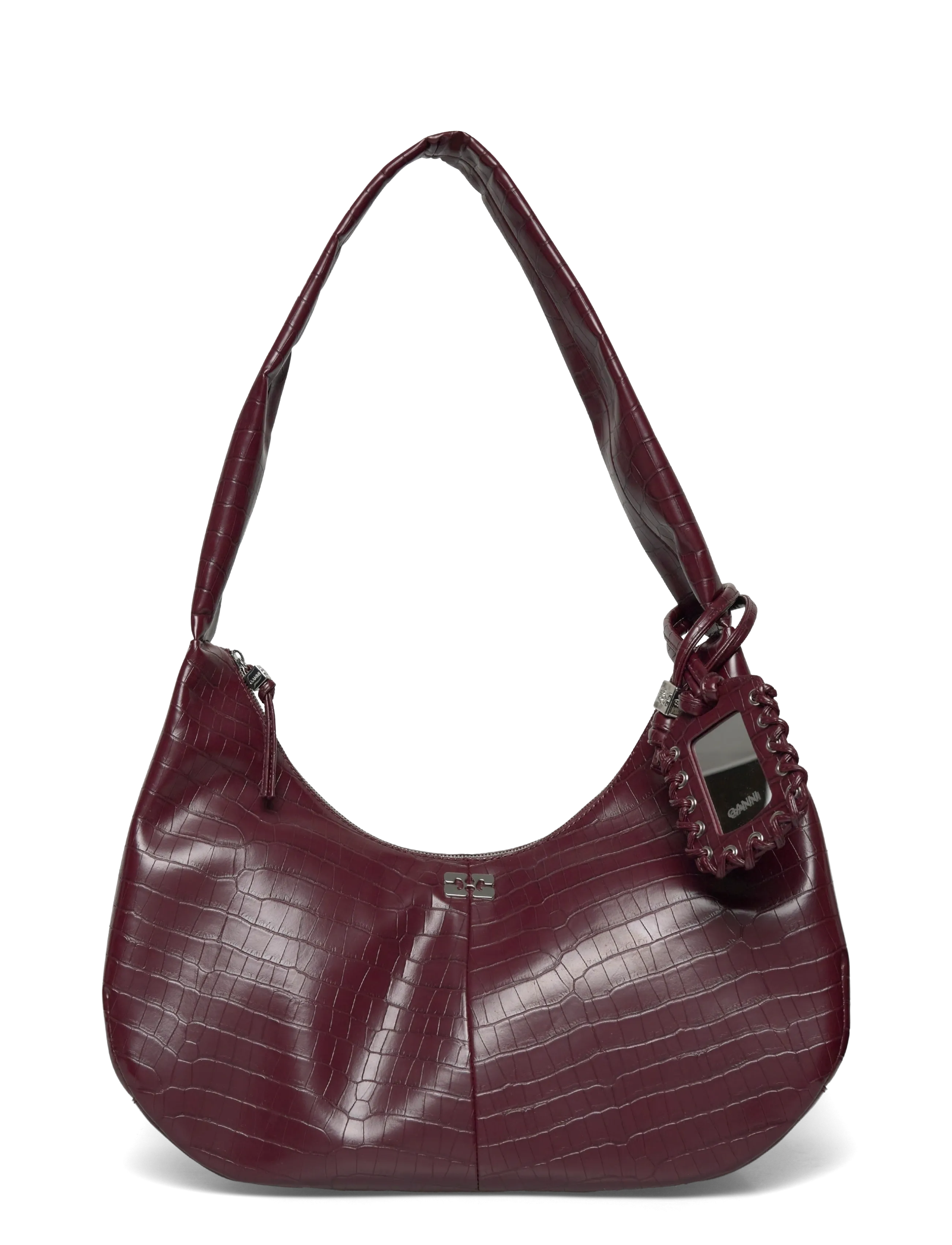 Ganni Hobo Medium Croco, One Size, Bags, Burgunderrot - Small Shoulder Bags-crossbody Frauen