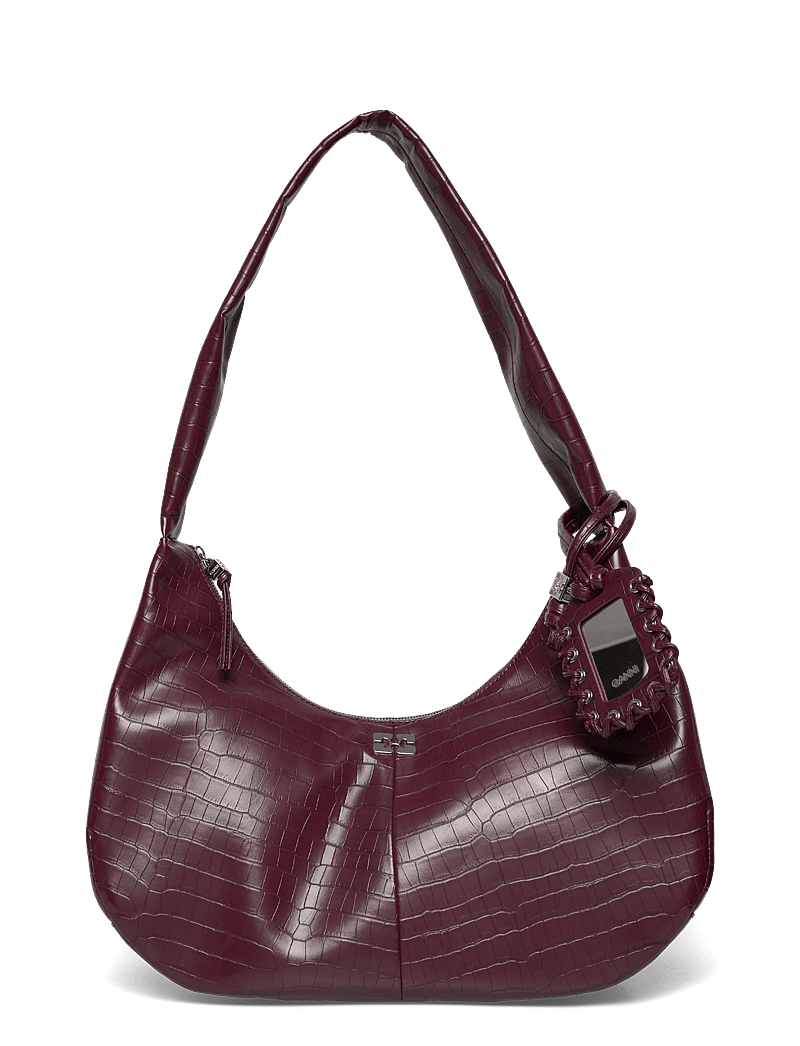 Ganni - Hobo Medium Croco - skuldertasker - red - 0