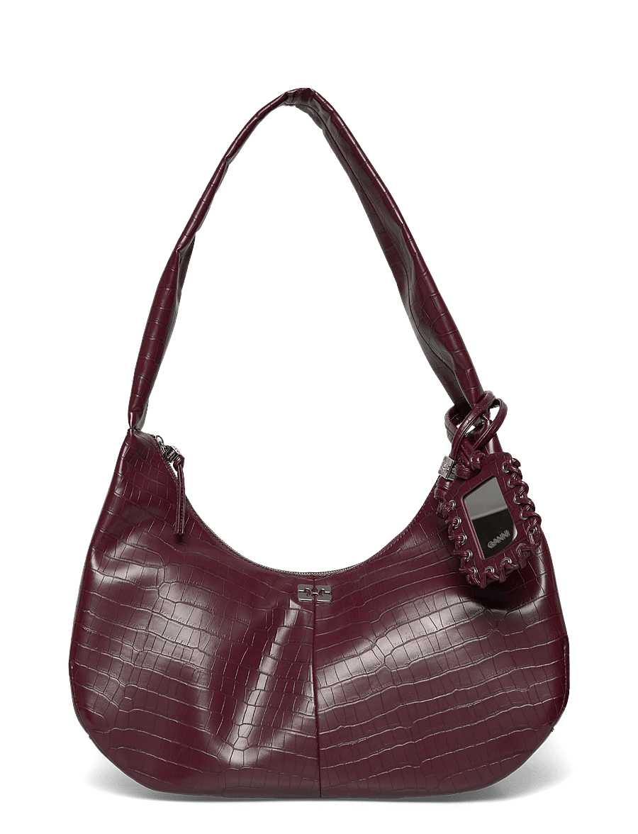Ganni - Hobo Medium Croco - schultertaschen - red - 0