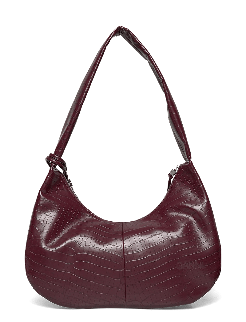 Ganni - Hobo Medium Croco - skuldertasker - red - 1