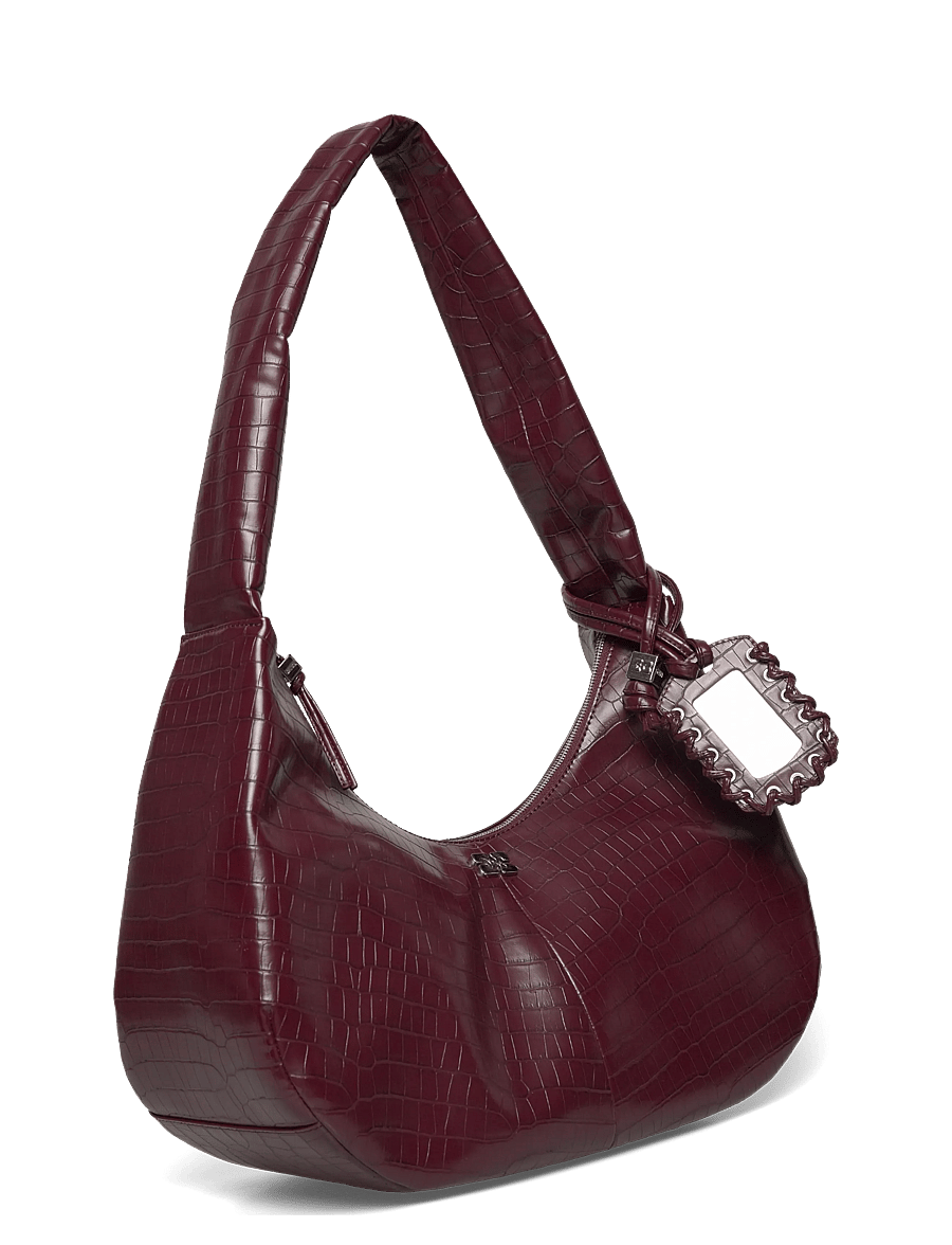Ganni - Hobo Medium Croco - schultertaschen - red - 2