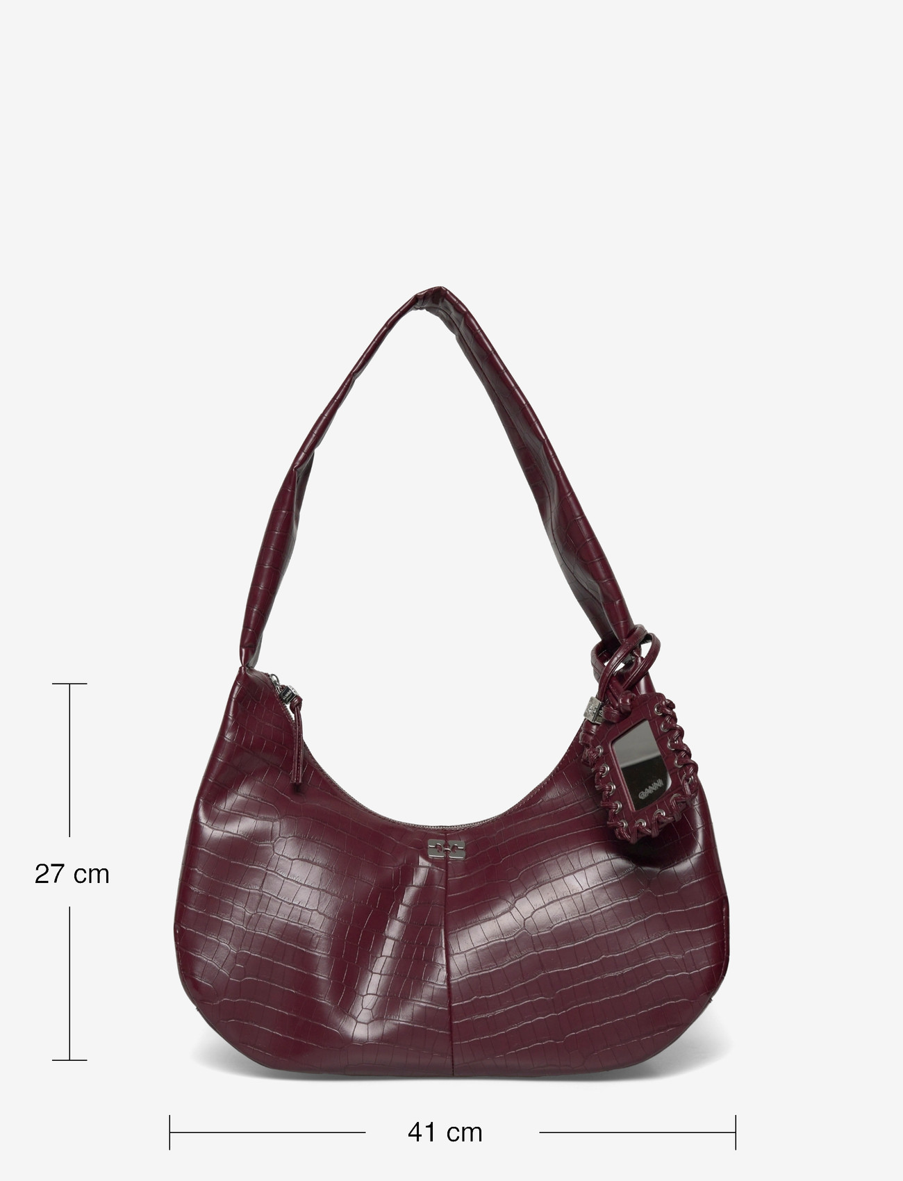 Ganni - Hobo Medium Croco - schultertaschen - red - 3
