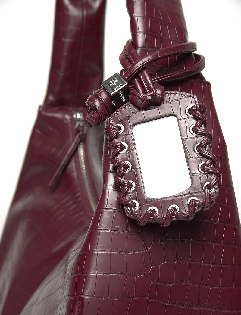 Ganni - Hobo Medium Croco - skuldertasker - red - 4