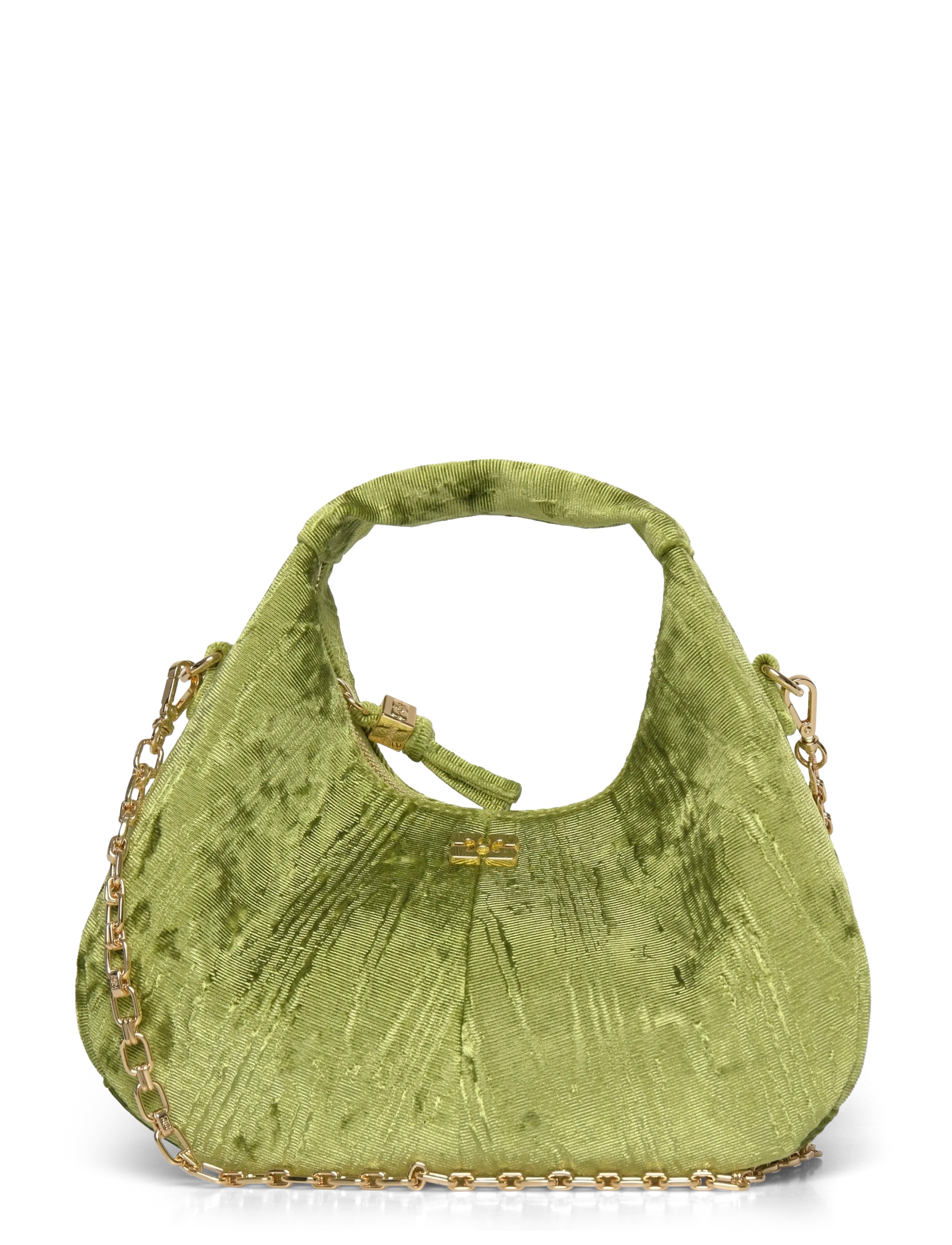Ganni Hobo Mini Velvet Moire, One Size, Bags, Grün - Top Handle Frauen