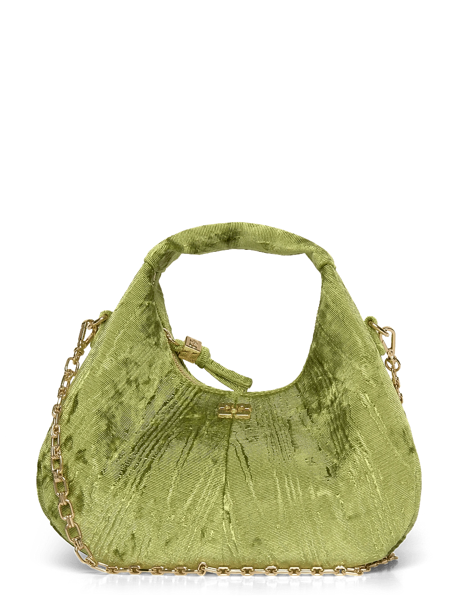 Ganni - Hobo Mini Velvet Moire - special occasions - green - 0