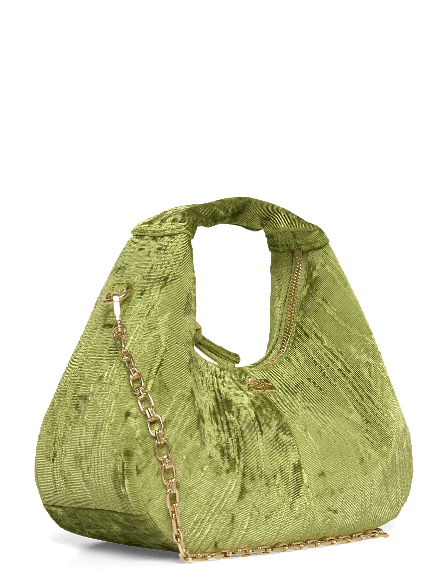 Ganni - Hobo Mini Velvet Moire - special occasions - green - 2