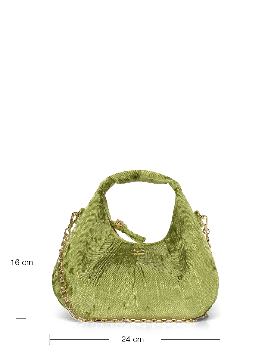 Ganni - Hobo Mini Velvet Moire - special occasions - green - 3