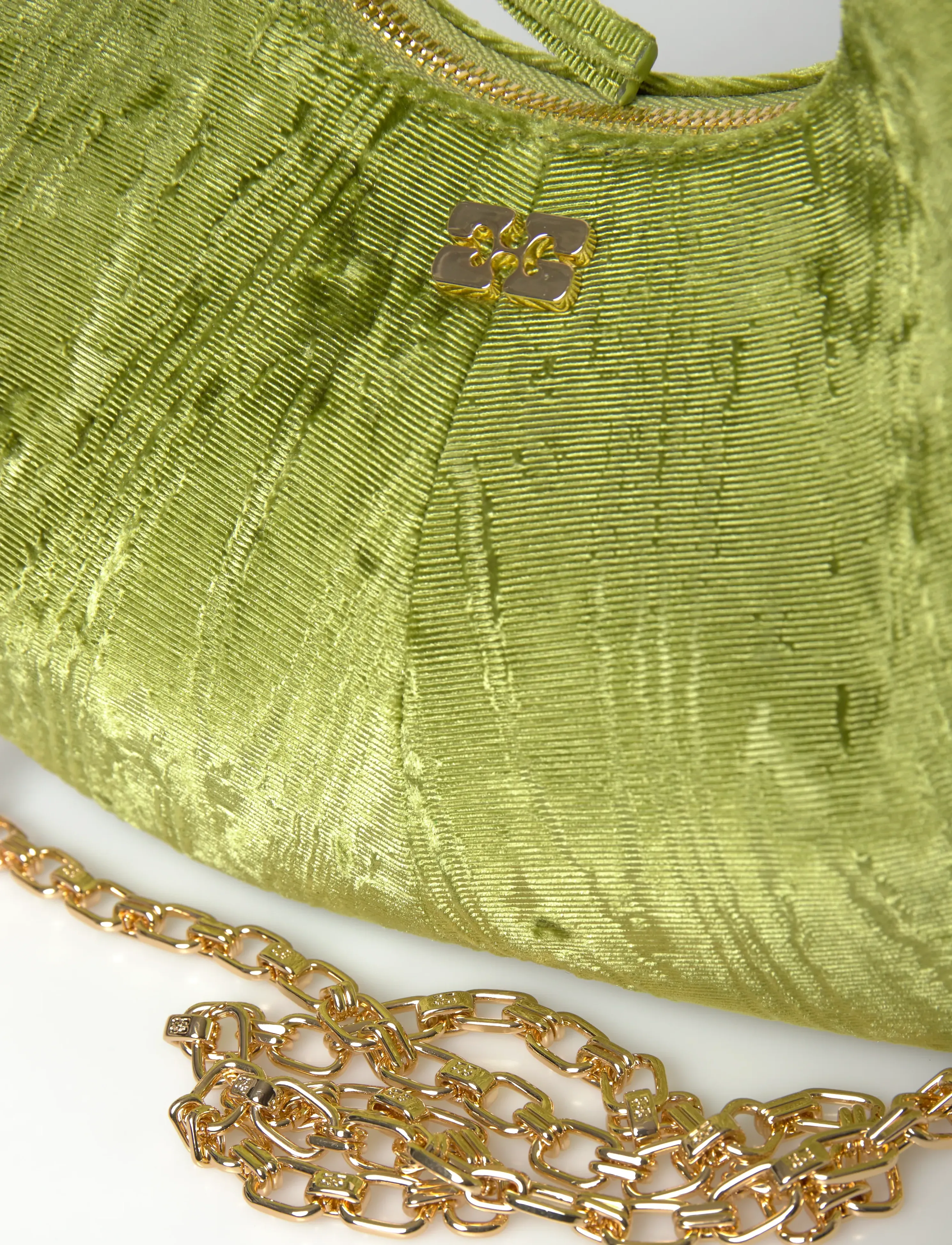 Ganni - Hobo Mini Velvet Moire - special occasions - green - 4