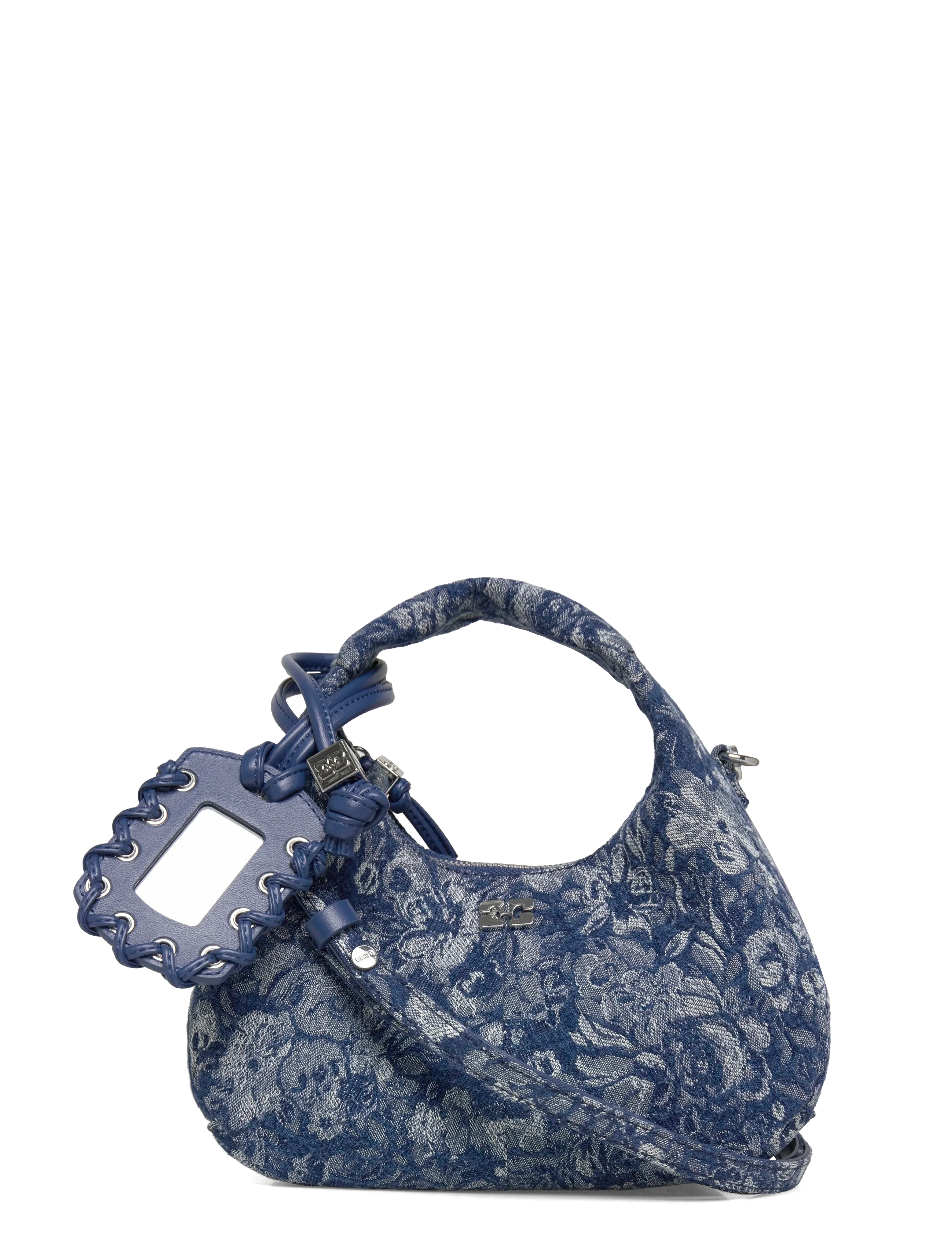 Ganni Hobo Mini Tapestry Denim, One Size, Bags, Blau - Top Handle Frauen