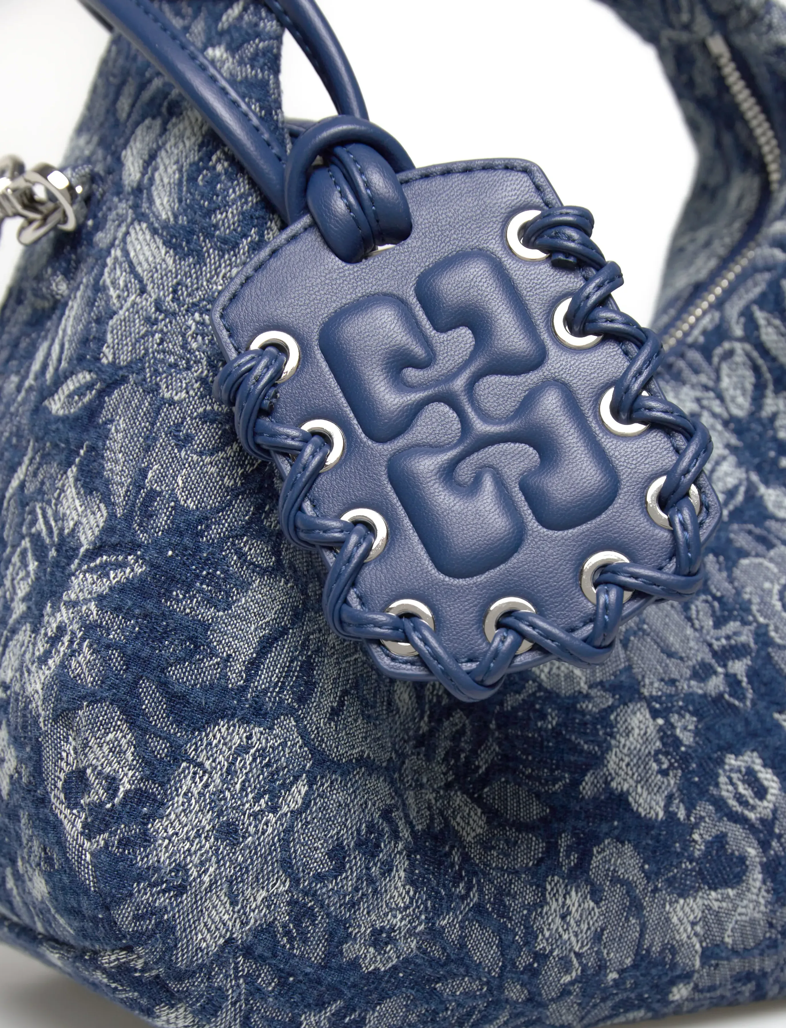 Ganni - Tapestry Denim Hobo Bag - besondere anlässe - blue - 4