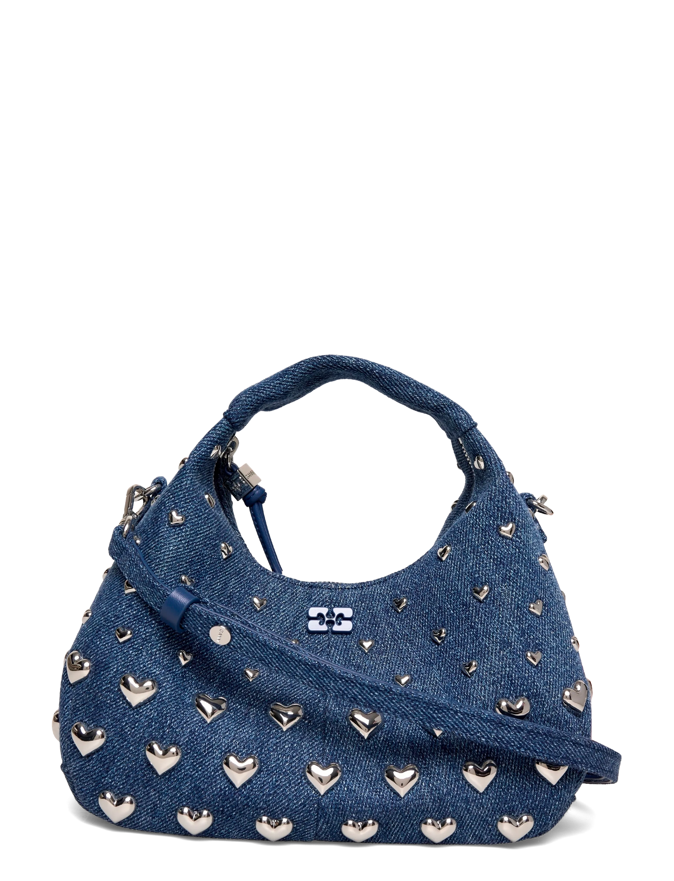 Ganni Denim Stud Mini Hobo Bag - Taschen - BLUE / blue