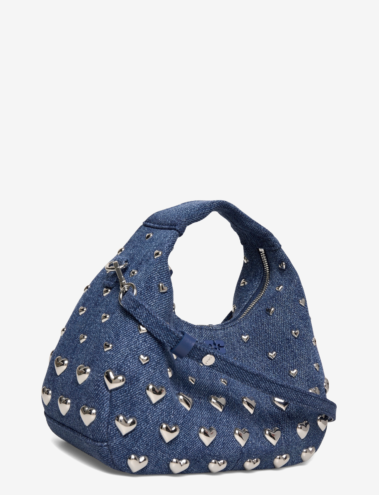 Ganni - Denim Stud Mini Hobo Bag - sacs à main - blue - 2