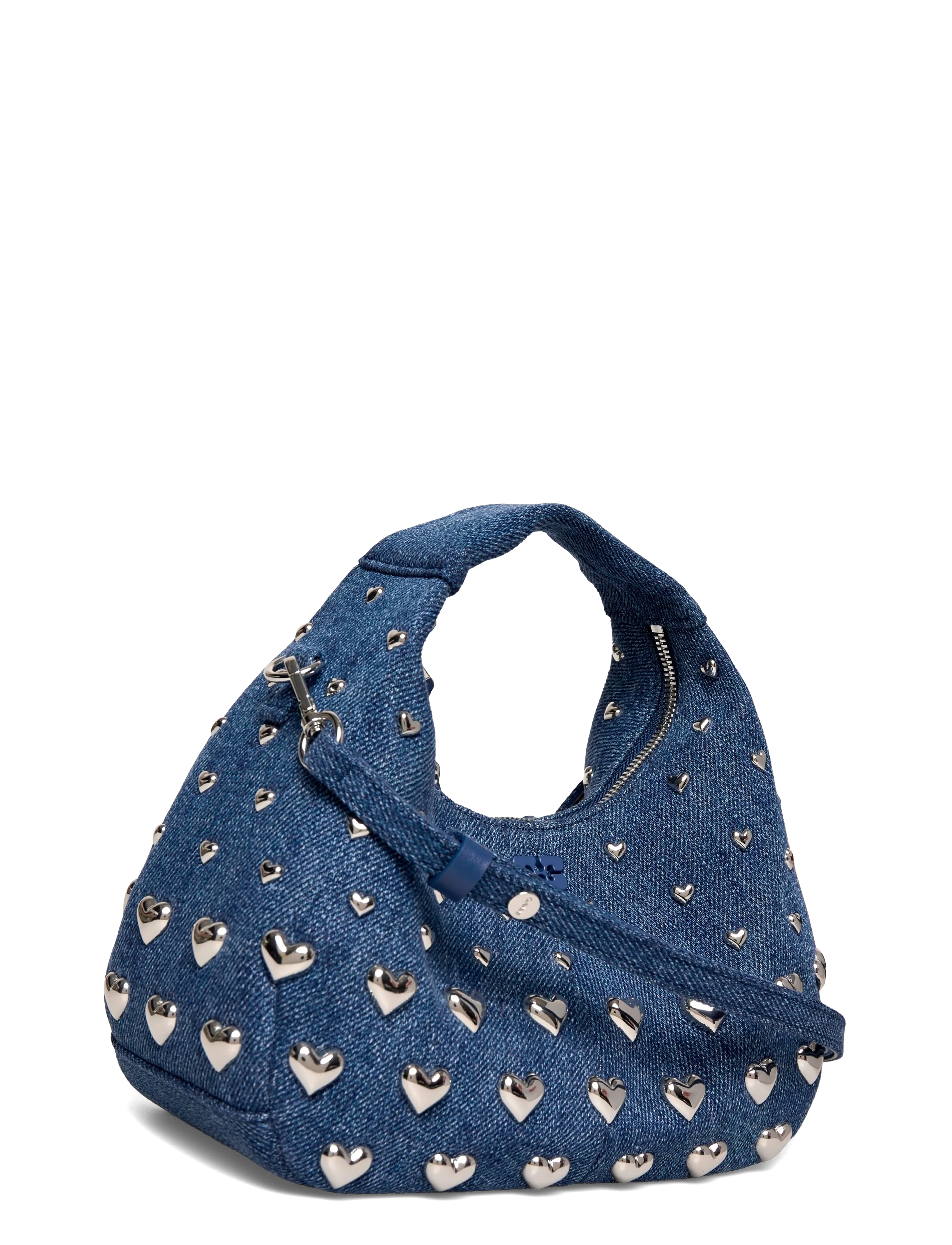 Ganni - Denim Stud Mini Hobo Bag - festmode zu outlet-preisen - blue - 2