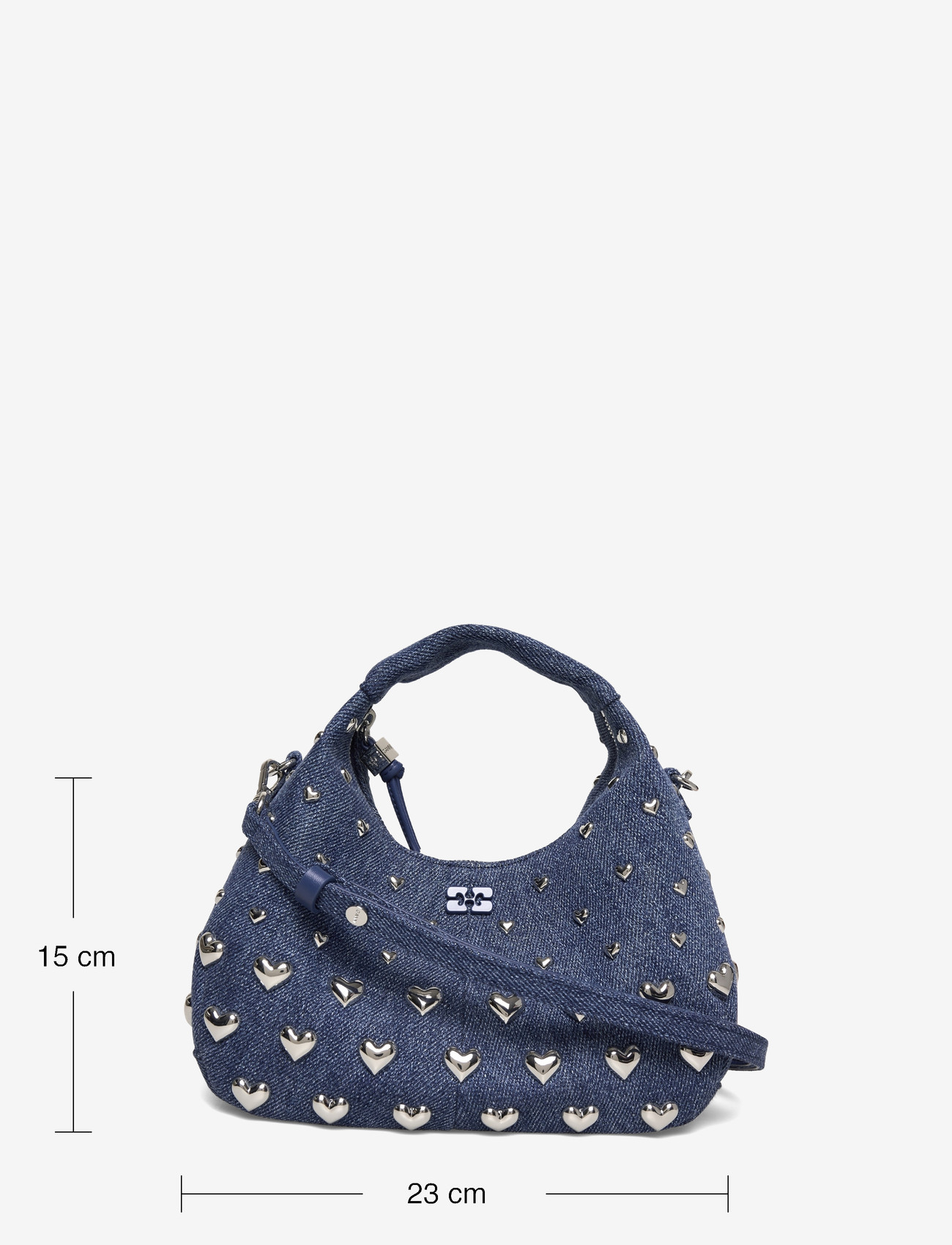 Ganni - Denim Stud Mini Hobo Bag - sacs à main - blue - 3