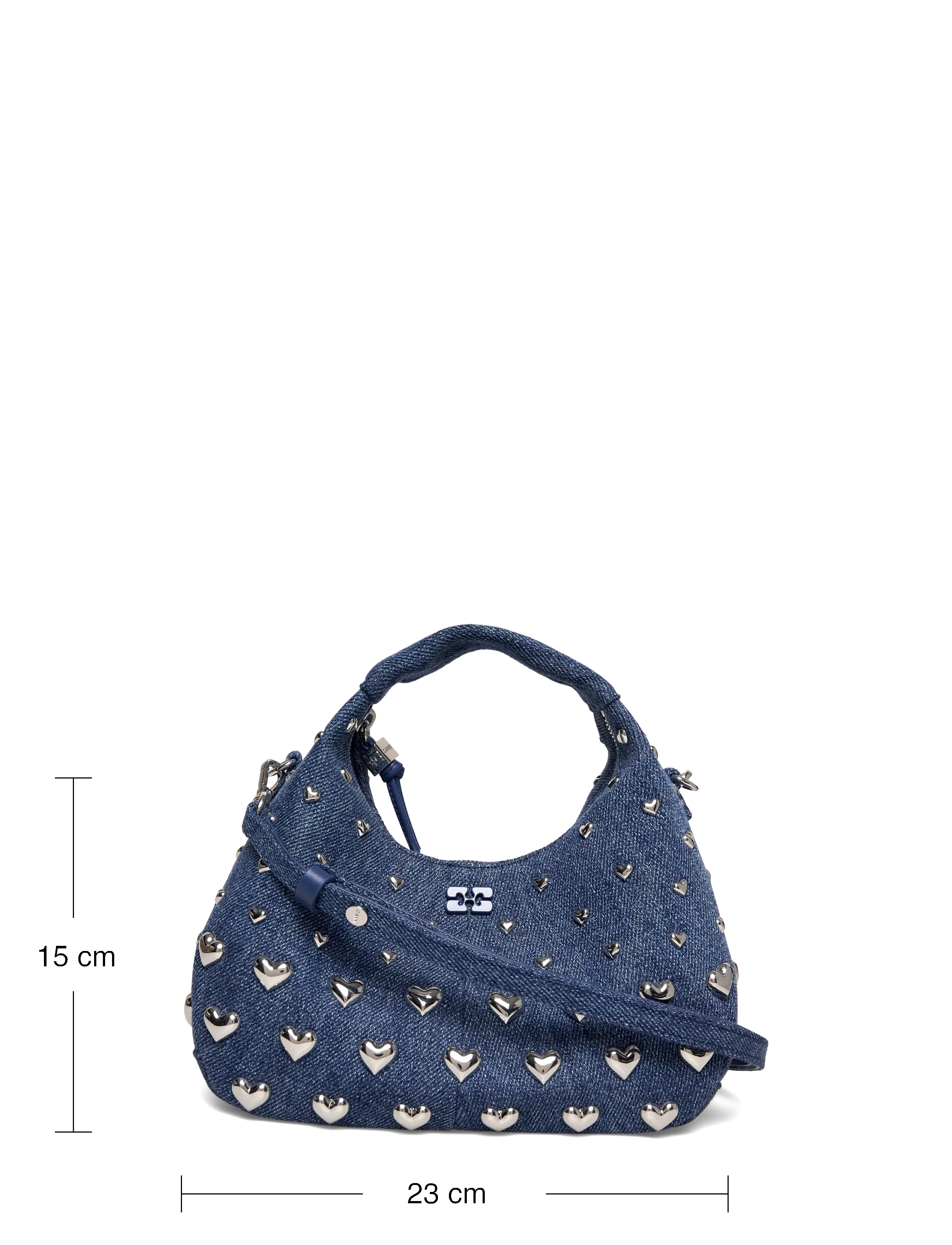 Ganni - Denim Stud Mini Hobo Bag - festmode zu outlet-preisen - blue - 3