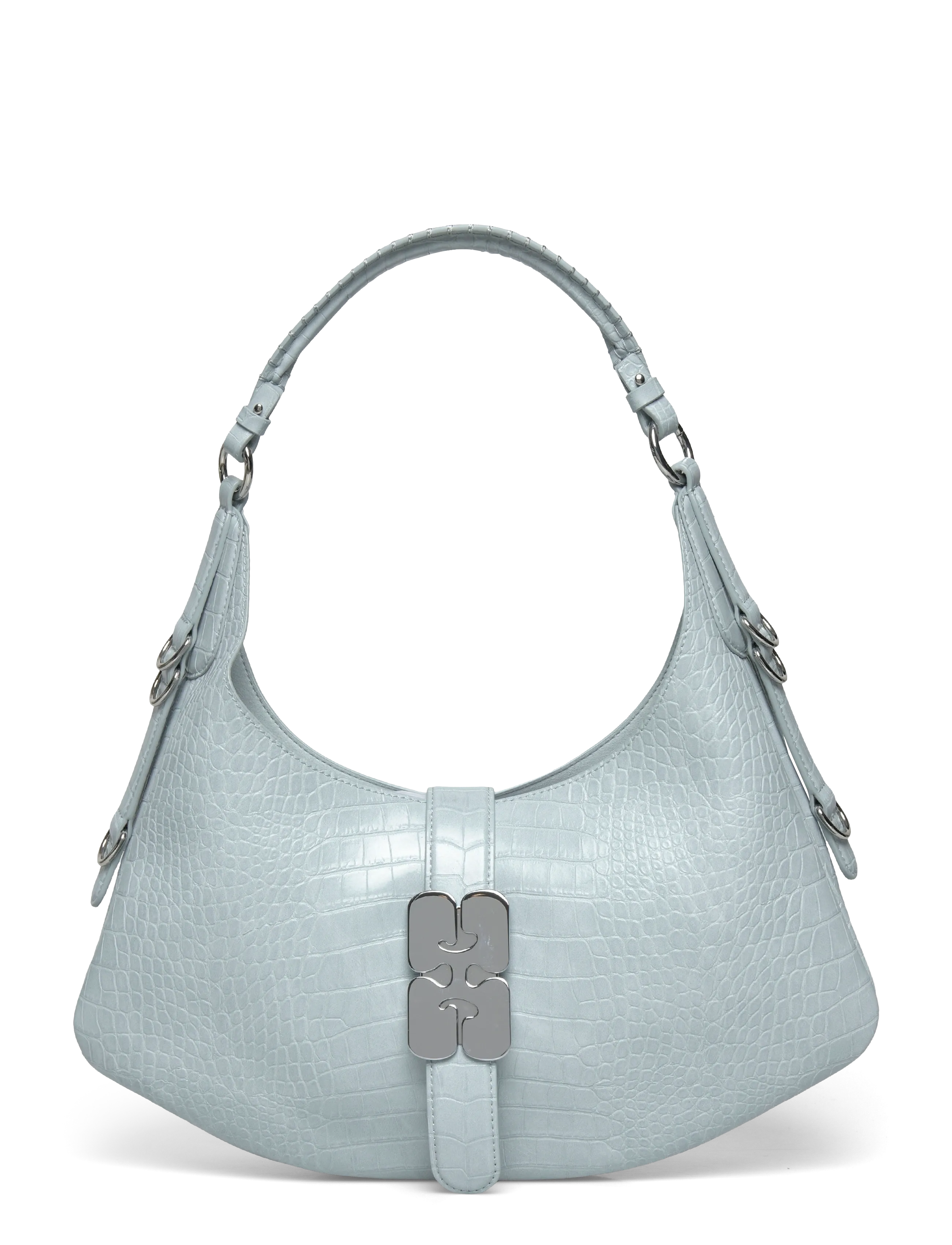 Ganni Kat Small Croco - Shoulder Bags - BLUE / blue