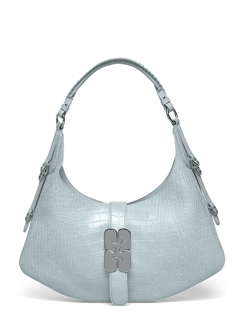 Ganni - Kat Small Croco - schultertaschen - blue - 0