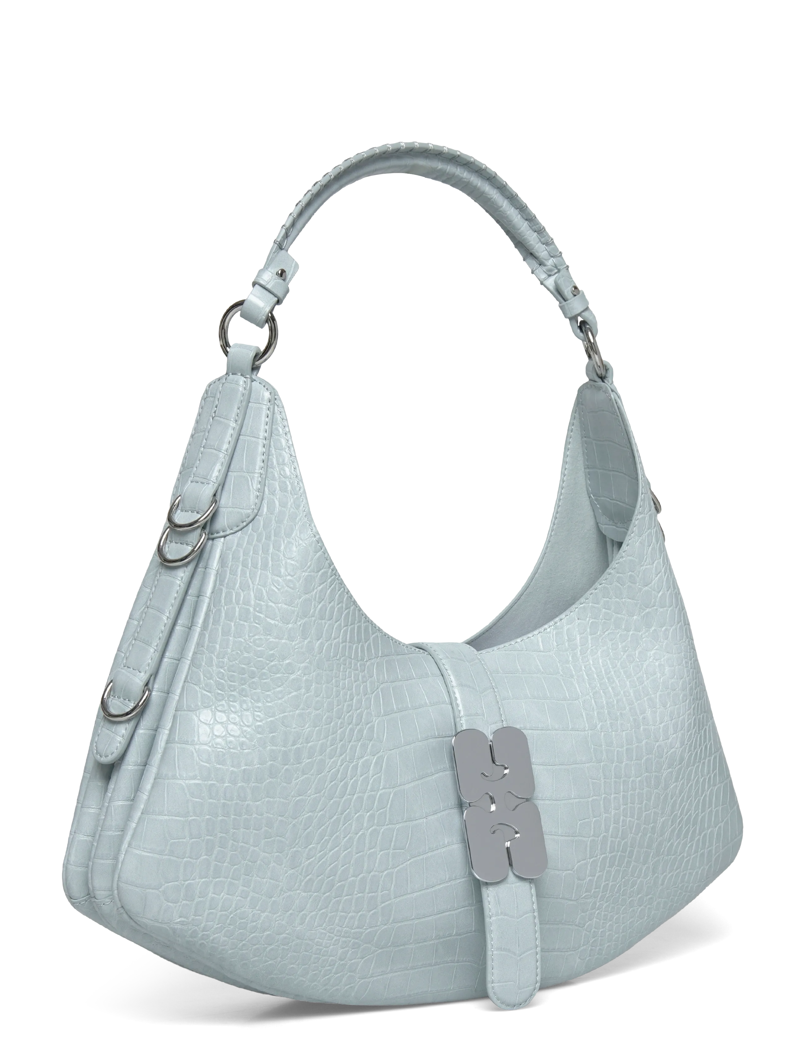 Ganni - Kat Small Croco - schultertaschen - blue - 2