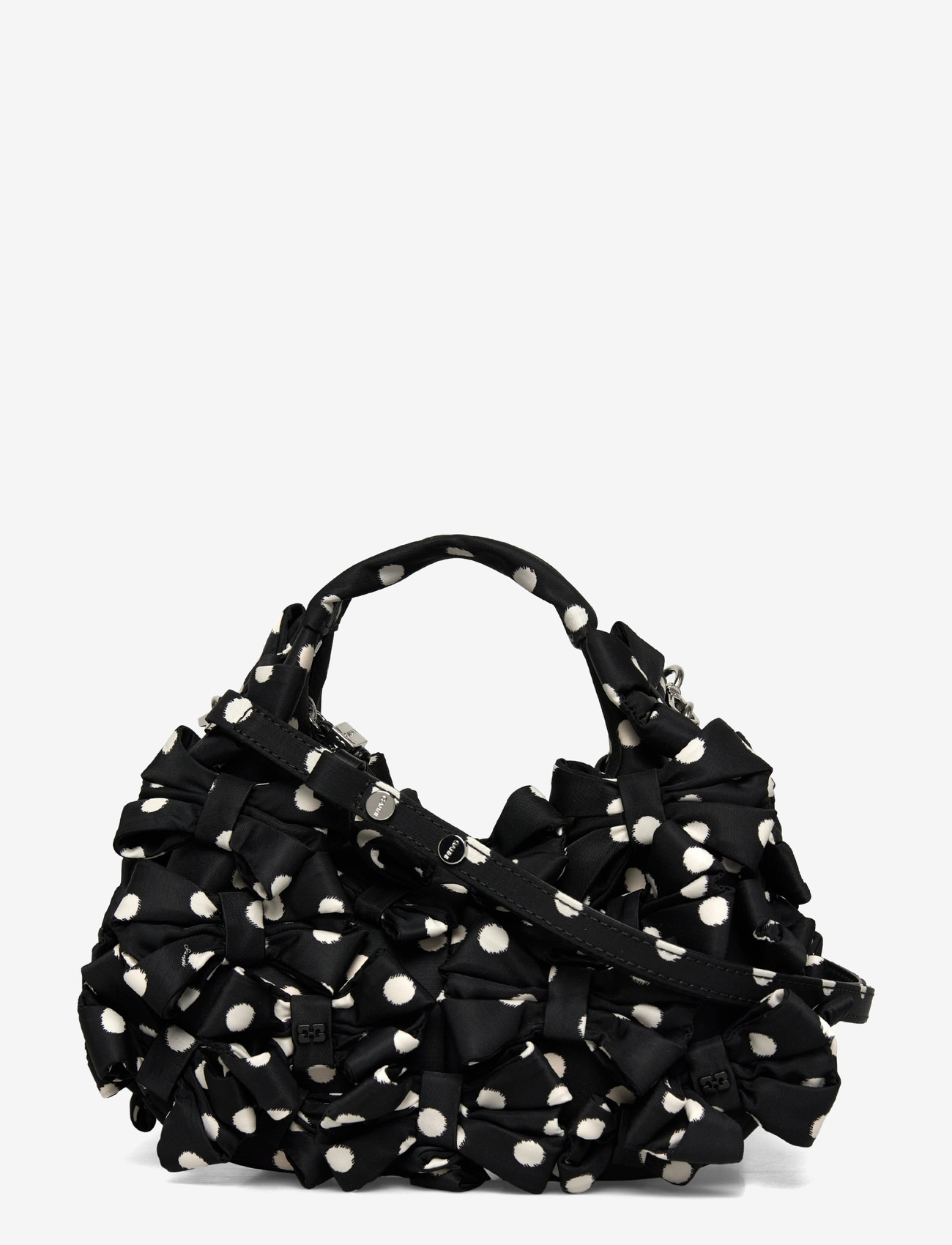 Ganni - Hobo Mini Multi Bow Satin Print - mode trends - black - 0