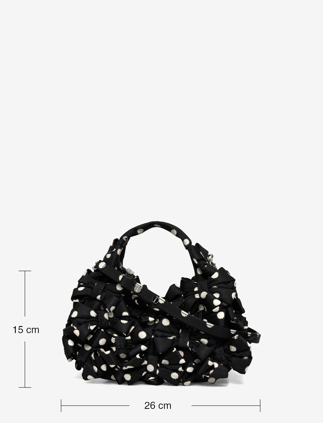 Ganni - Hobo Mini Multi Bow Satin Print - mode trends - black - 3