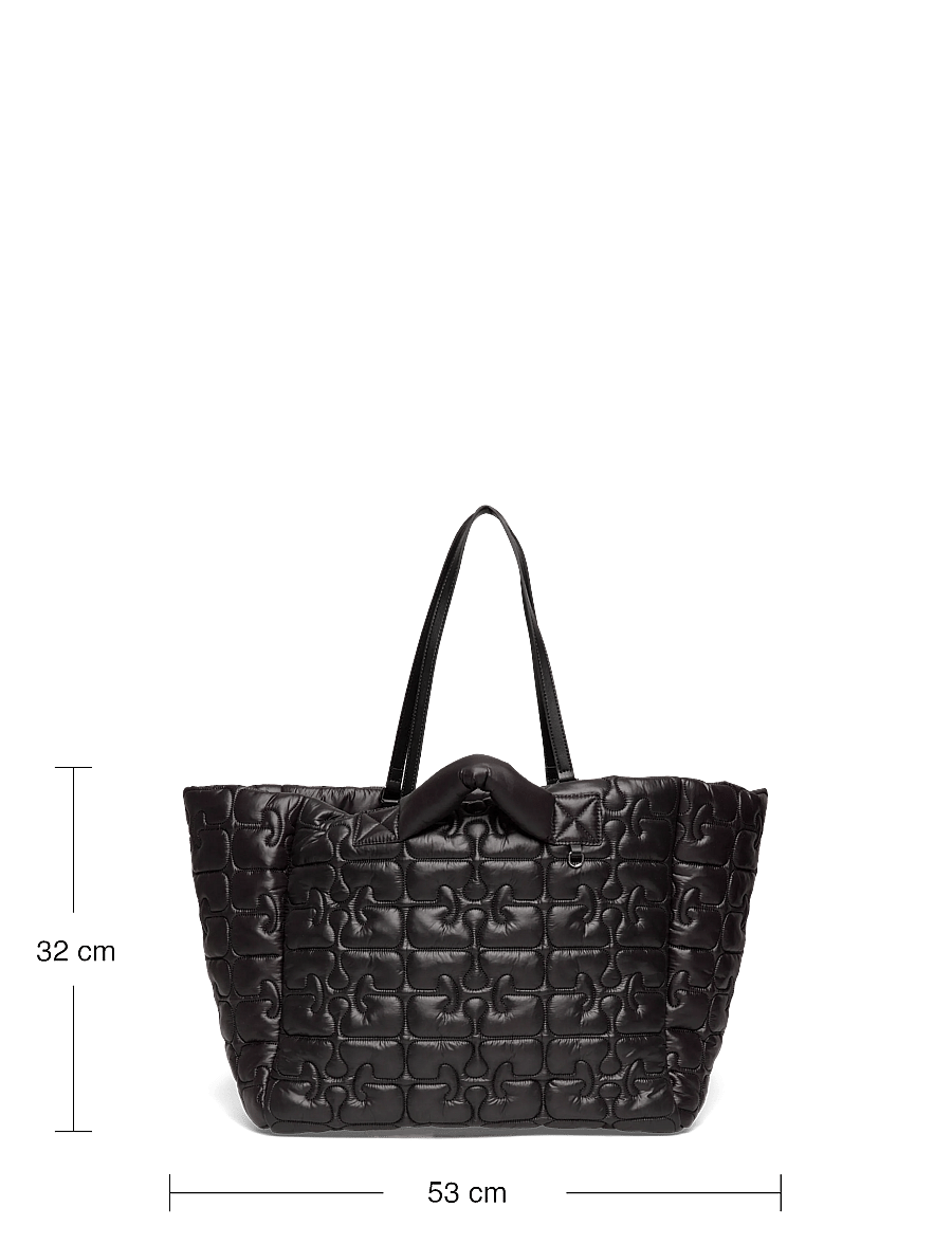 Ganni - Quilted Re Tech Xxl Tote - talpios rankinės - black - 3