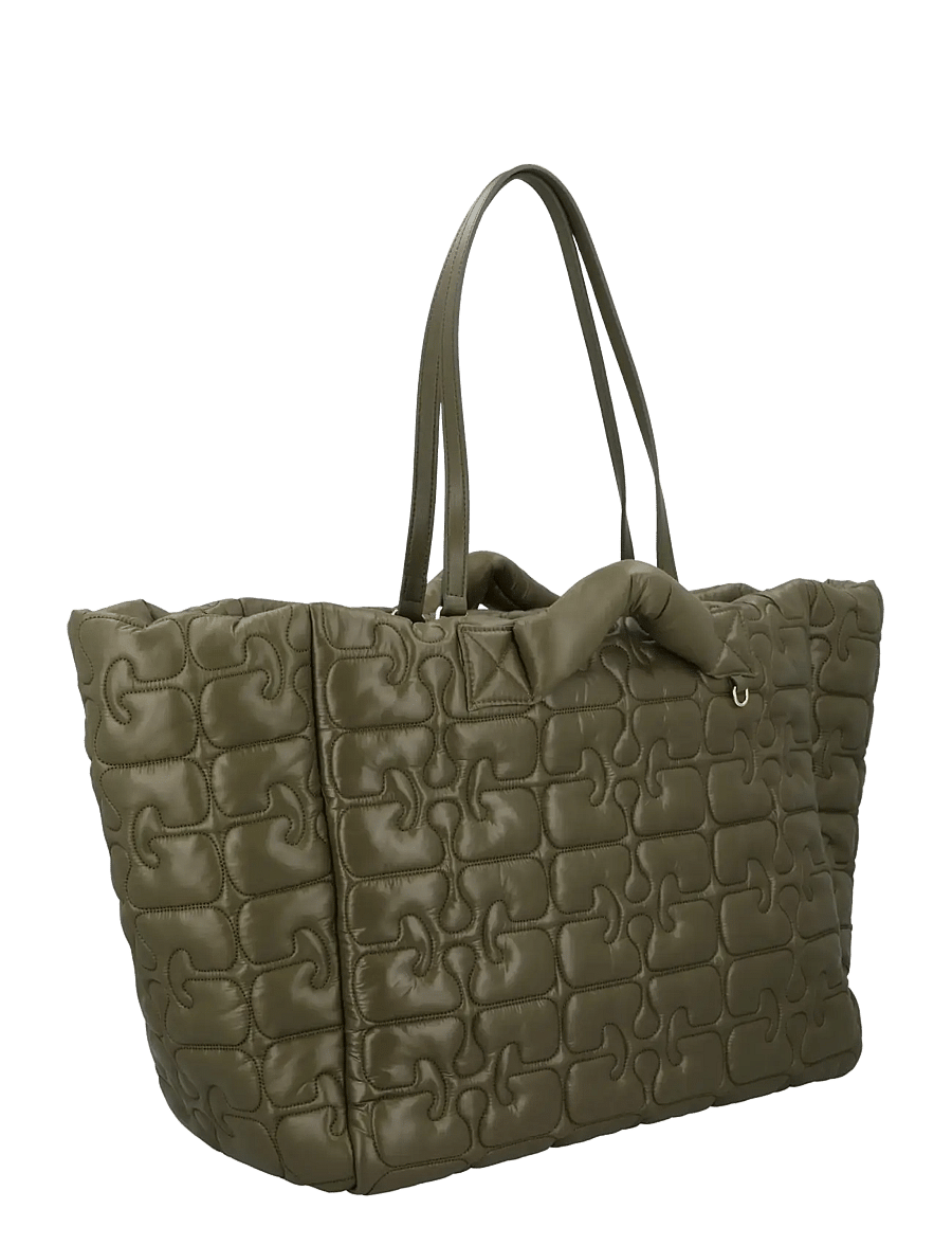 Ganni - Quilted Re Tech Xxl Tote - tote bags - green - 1