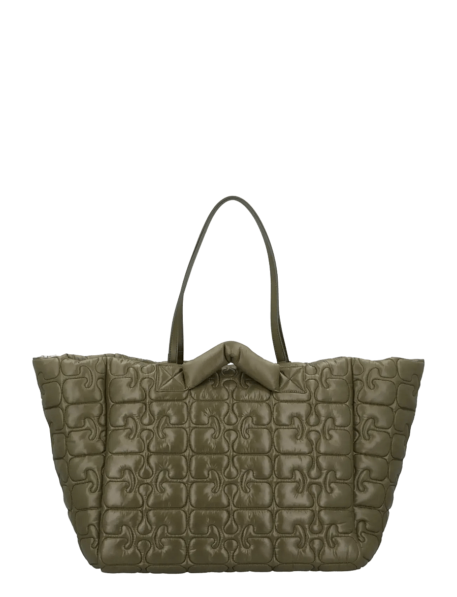 Ganni - Quilted Re Tech Xxl Tote - tote bags - green - 2