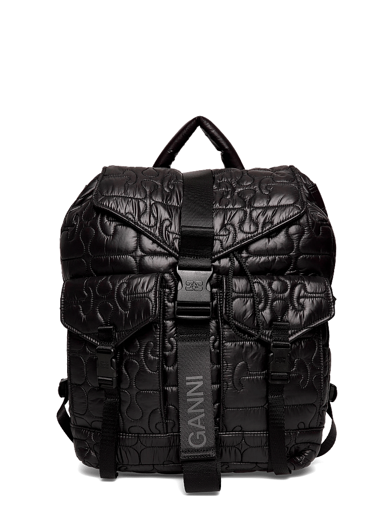 Ganni - Re-Tech Quilted Backpack - seljakotid - black - 0