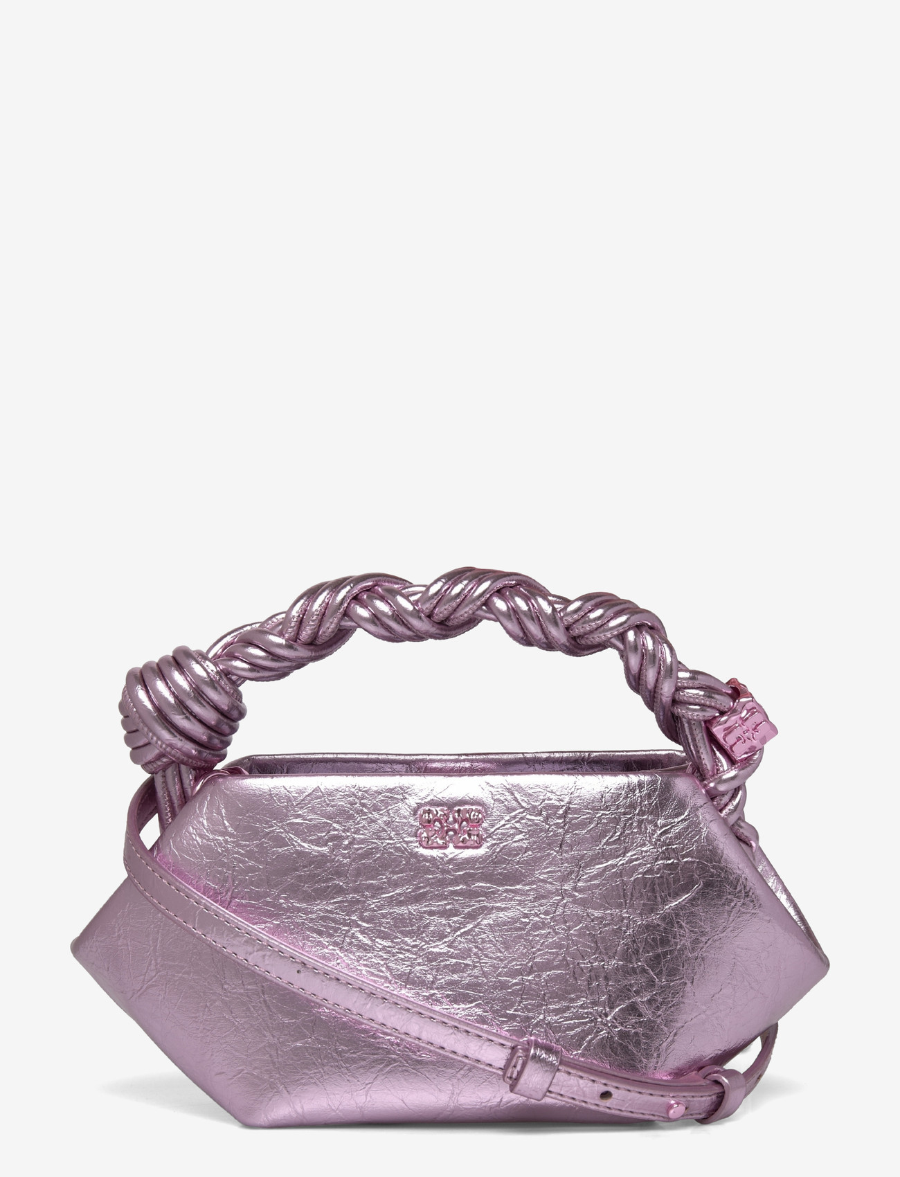 Ganni - Metallic Mini Bou Bag - speciella tillfällen - pink - 0