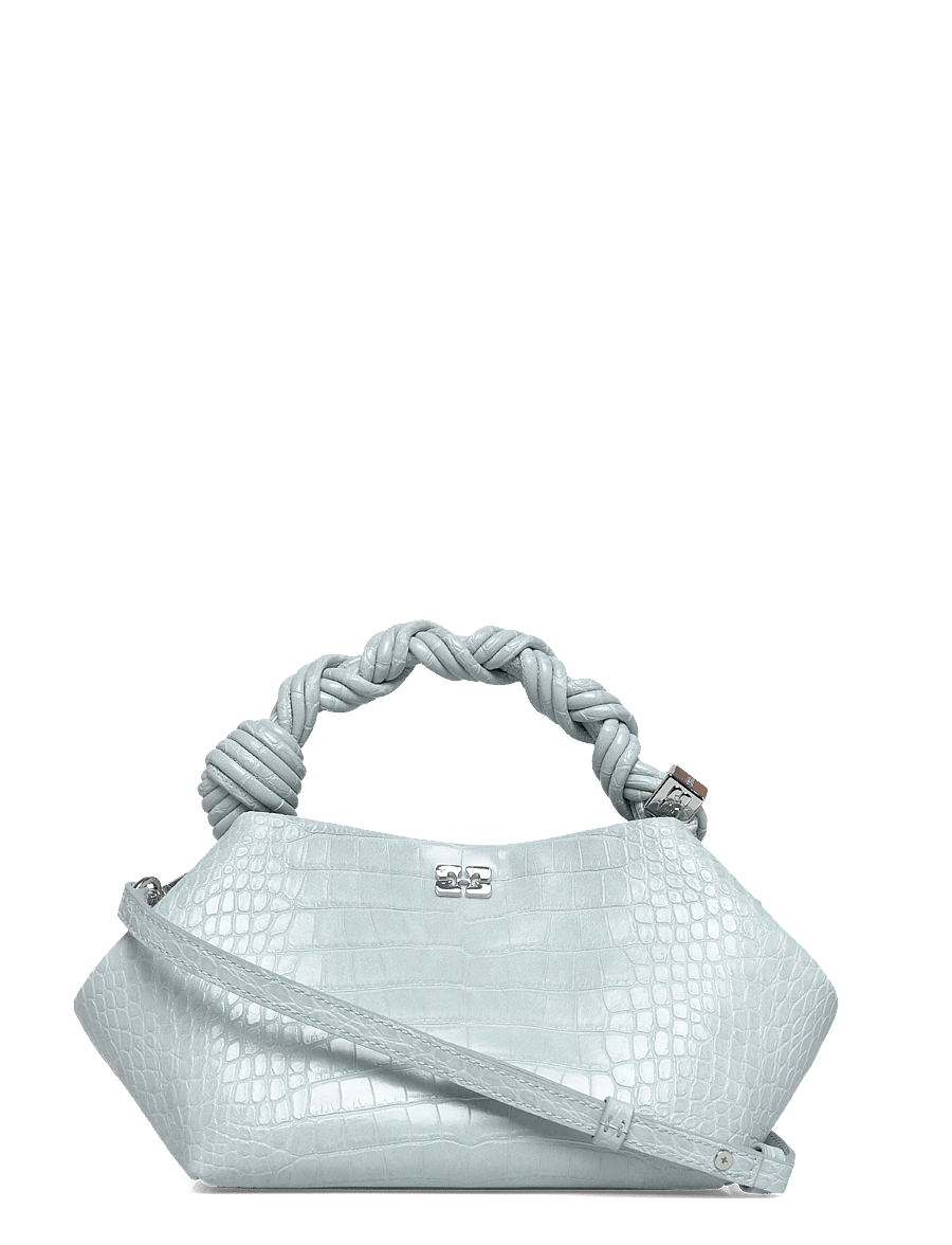 Ganni - Bou Small Croc Effect Leather Top Handle Bag - erilised sündmused - blue - 0