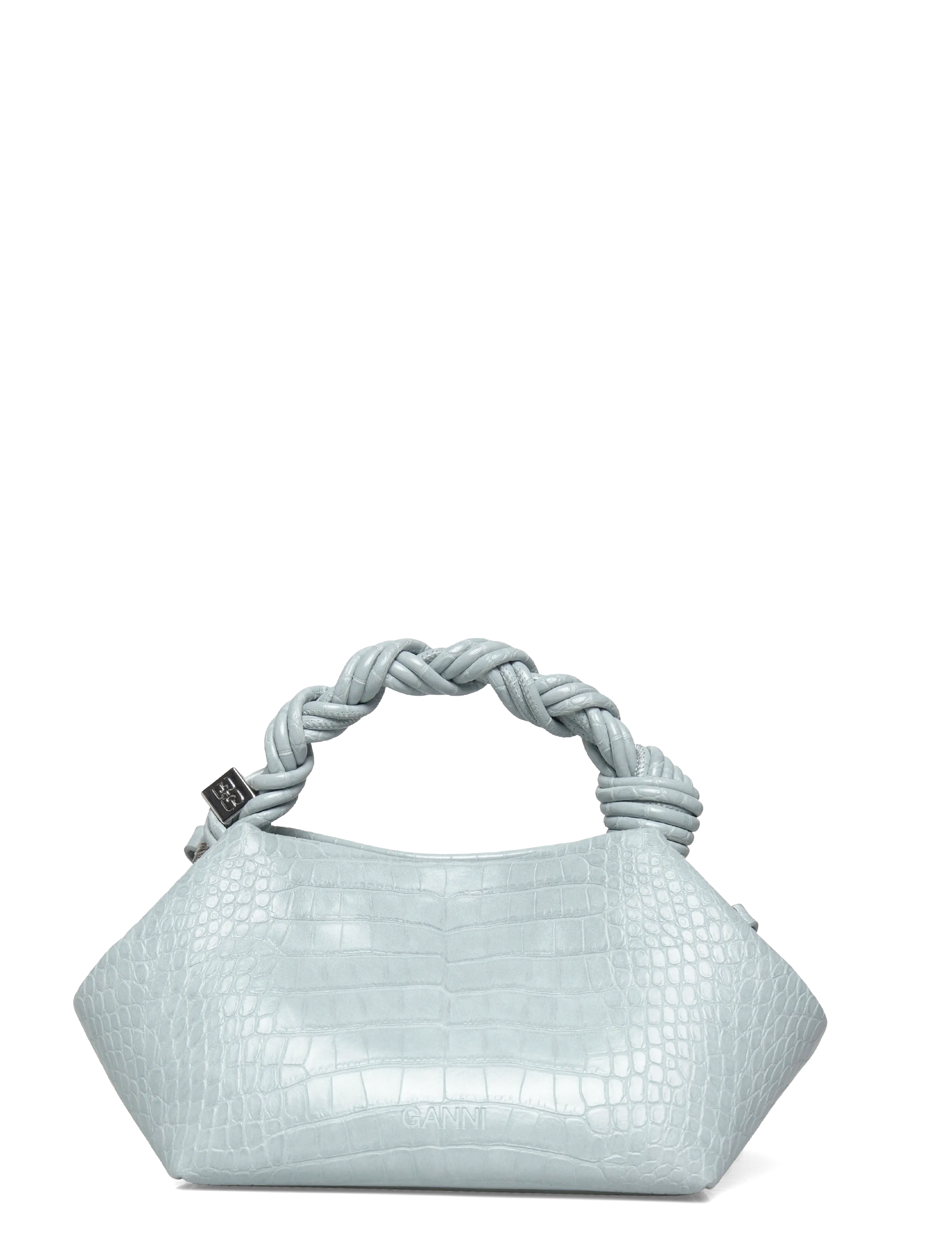 Ganni - Bou Small Croc Effect Leather Top Handle Bag - erilised sündmused - blue - 1