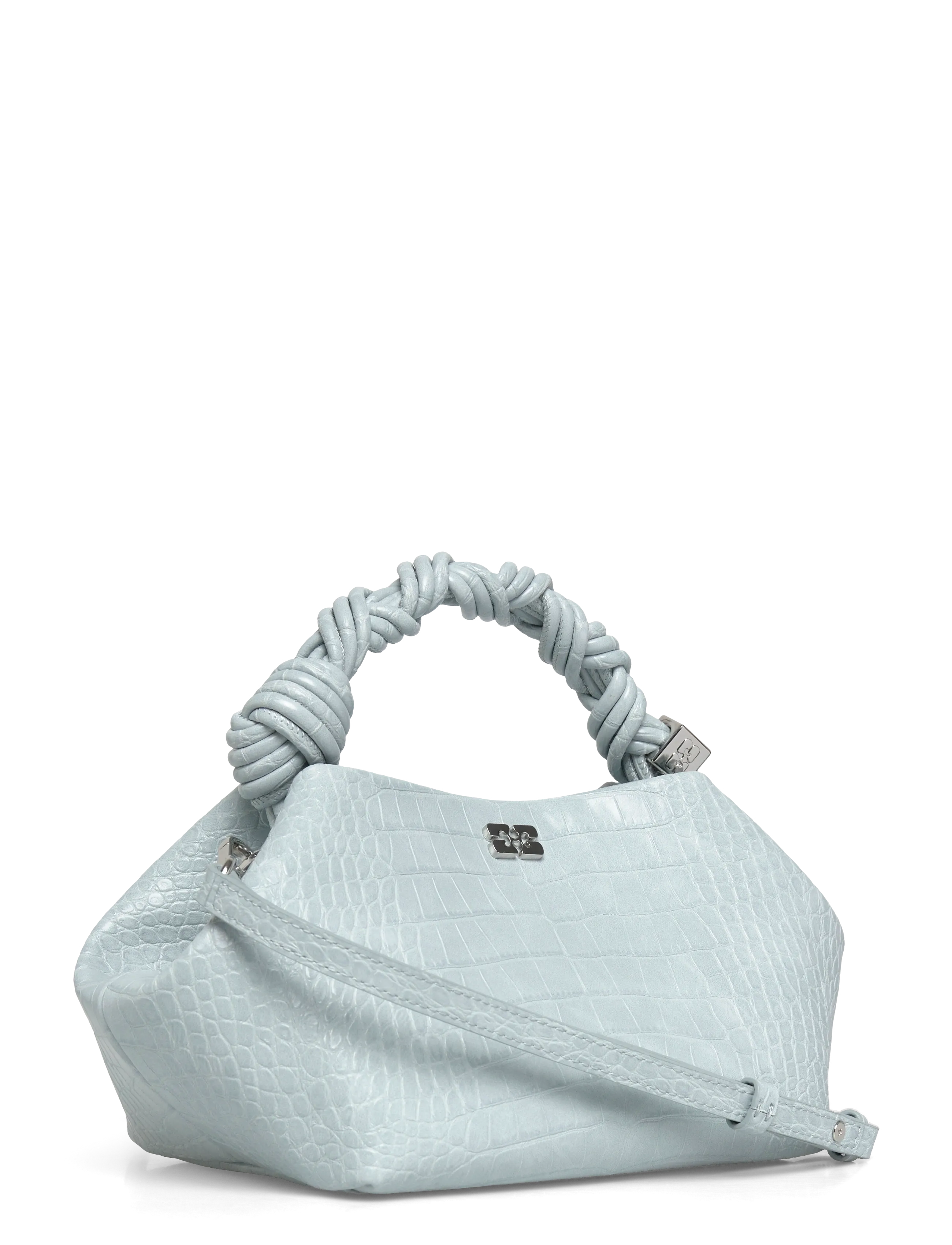 Ganni - Bou Small Croc Effect Leather Top Handle Bag - erilised sündmused - blue - 2