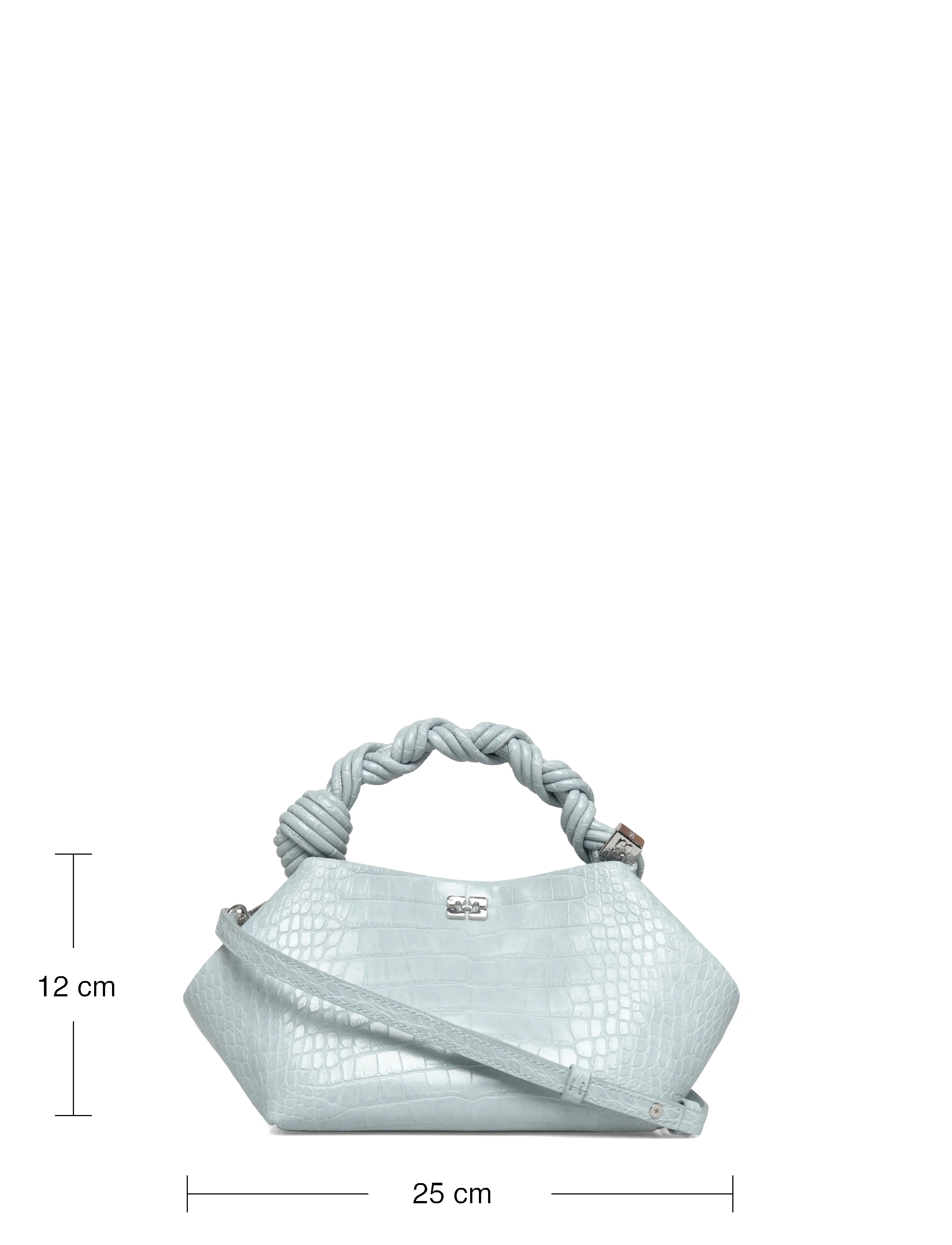 Ganni - Bou Small Croc Effect Leather Top Handle Bag - erilised sündmused - blue - 3