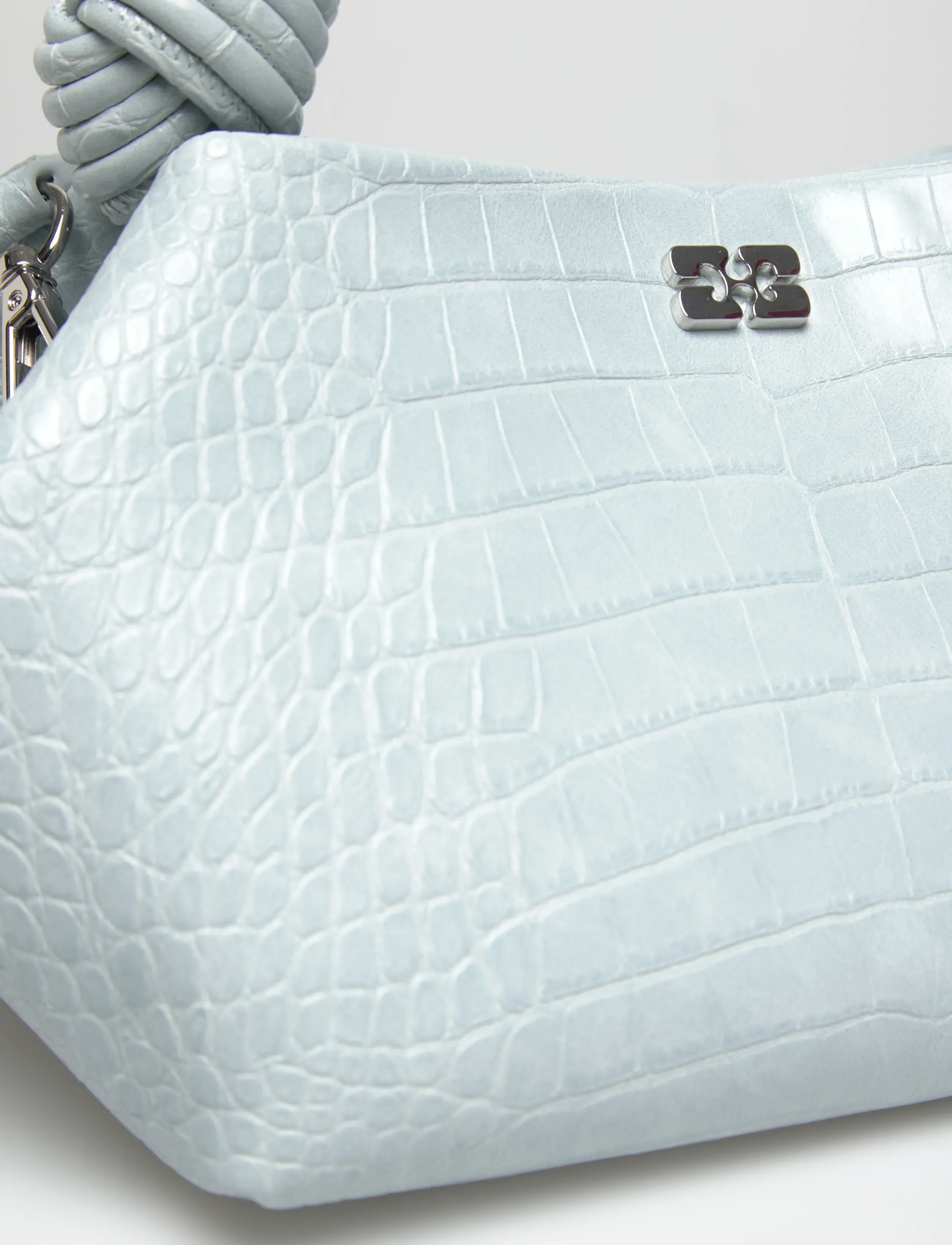 Ganni - Bou Small Croc Effect Leather Top Handle Bag - erilised sündmused - blue - 4