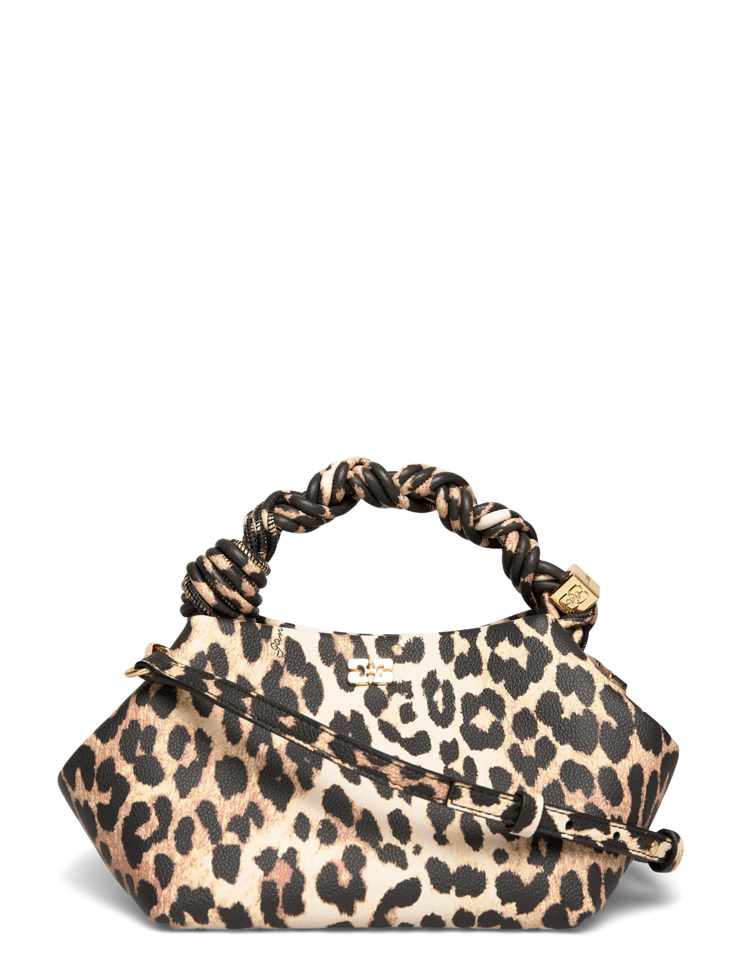 Ganni Leopard Grained Small Bou Bag - Bags - BROWN / brown