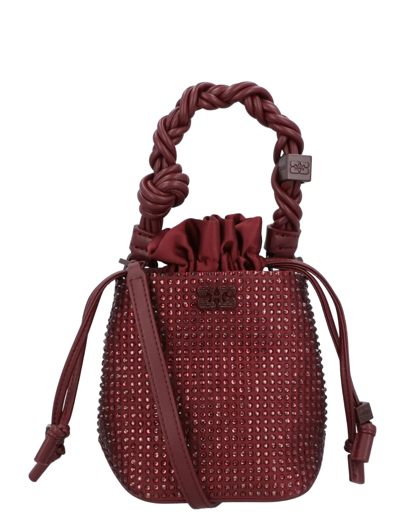 Ganni Bou Bucket Mini Strass, One Size, Bags, Burgunderrot - Bag, Frauen