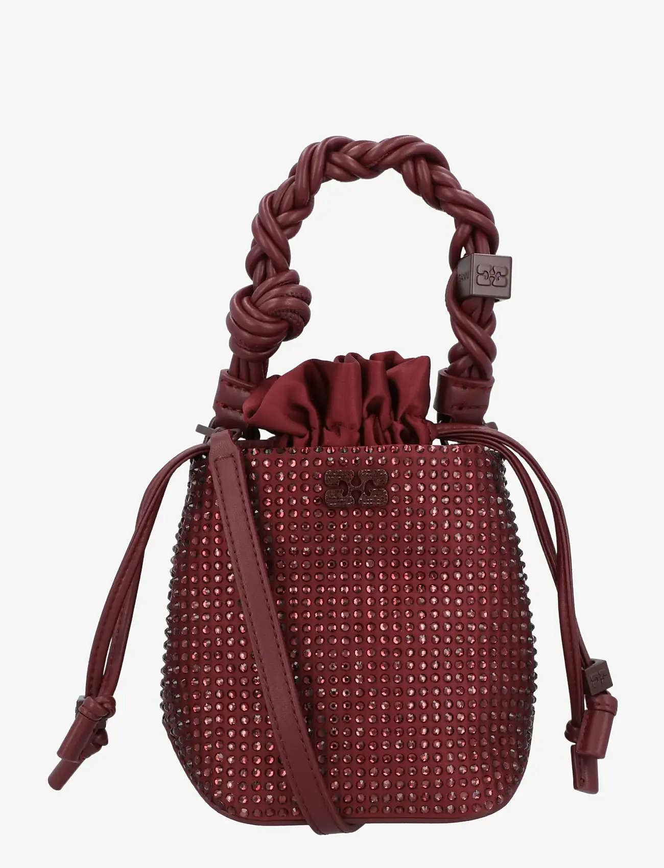Ganni - Bou Bucket Mini Strass - bucket bags - red - 0