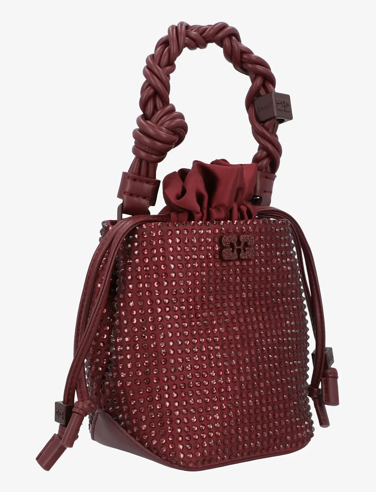 Ganni - Bou Bucket Mini Strass - bucket bags - red - 1