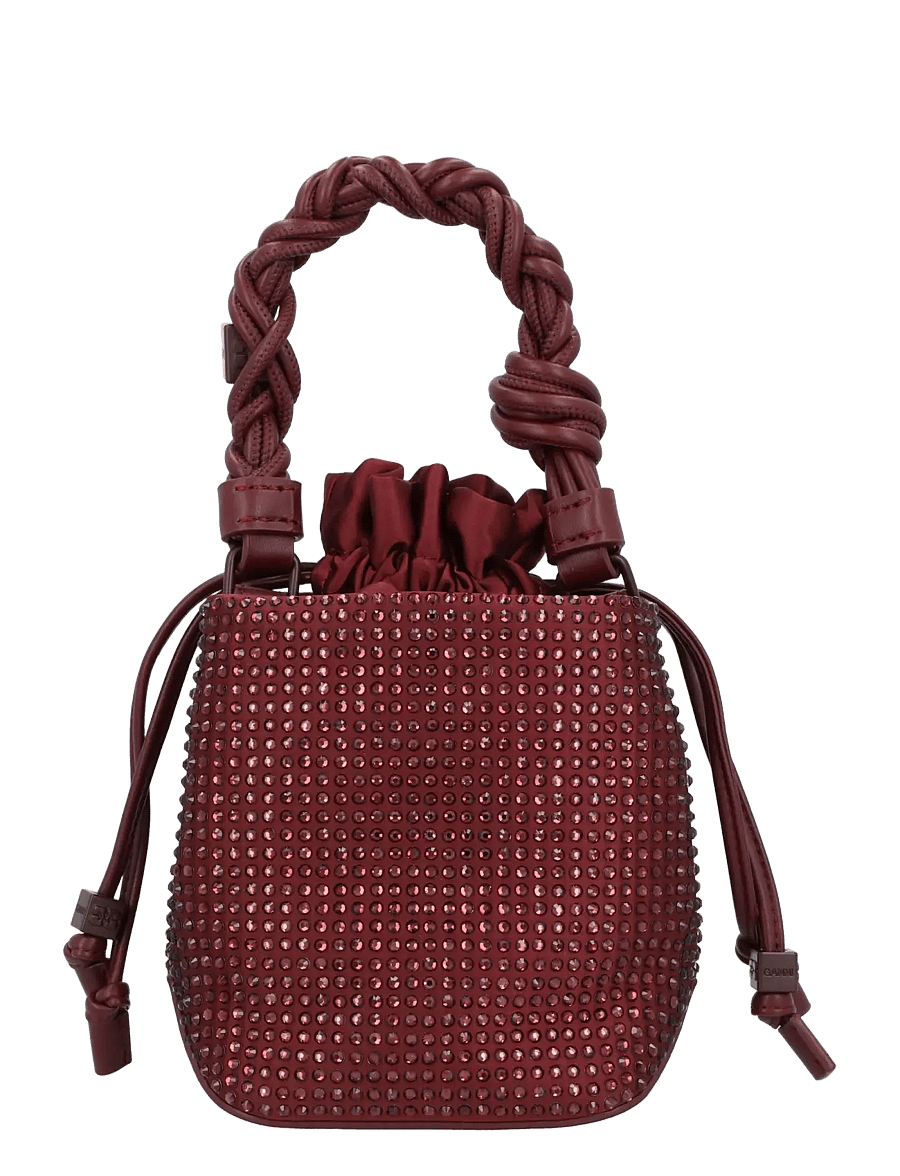 Ganni - Bou Bucket Mini Strass - bucket bags - red - 2