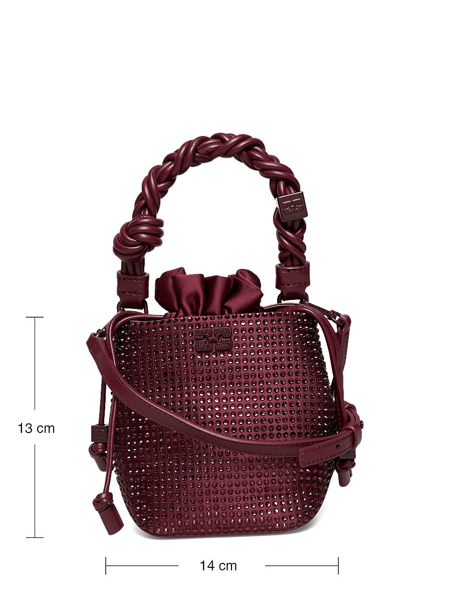 Ganni - Bou Bucket Mini Strass - bucket bags - red - 3