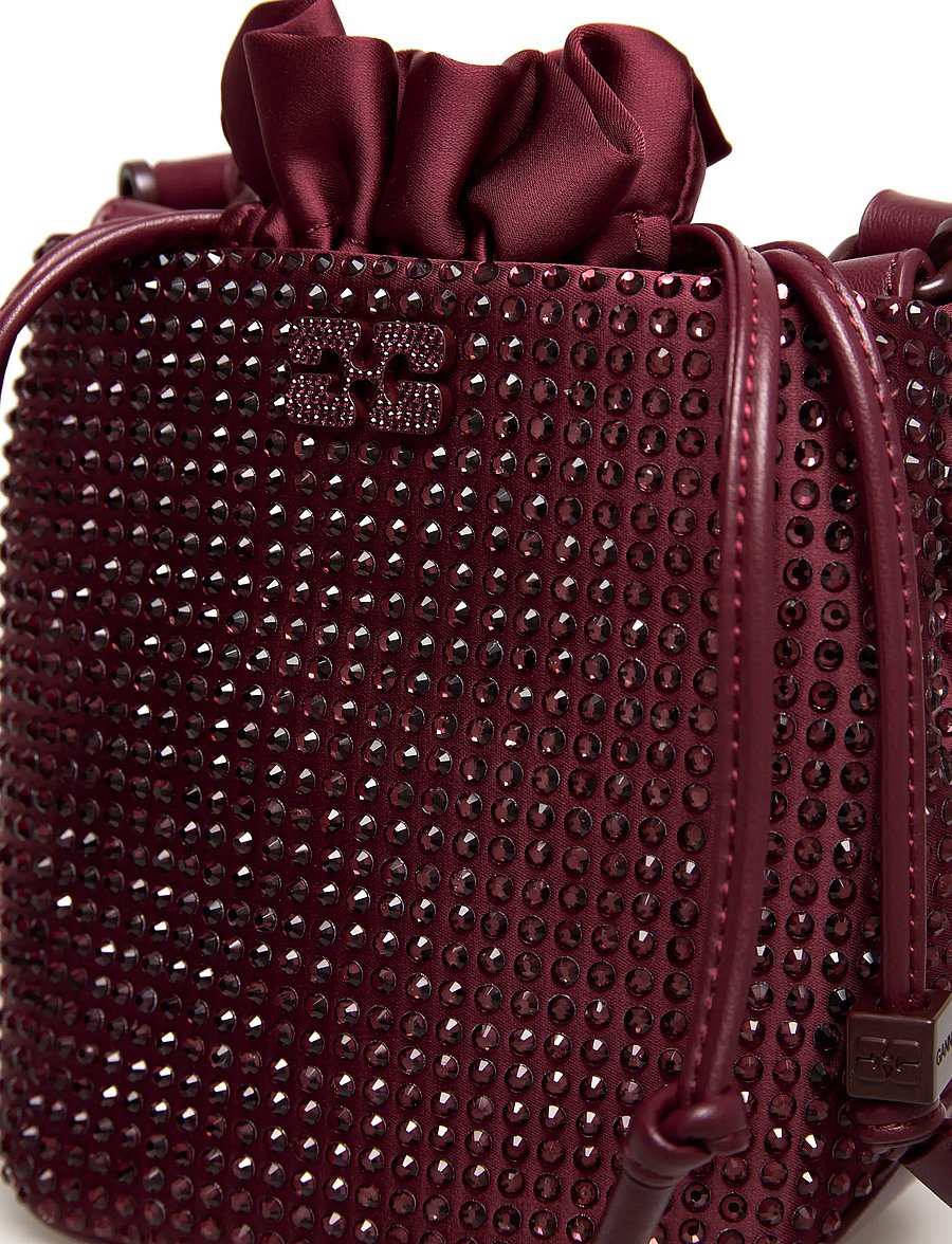 Ganni - Bou Bucket Mini Strass - bucket bags - red - 4